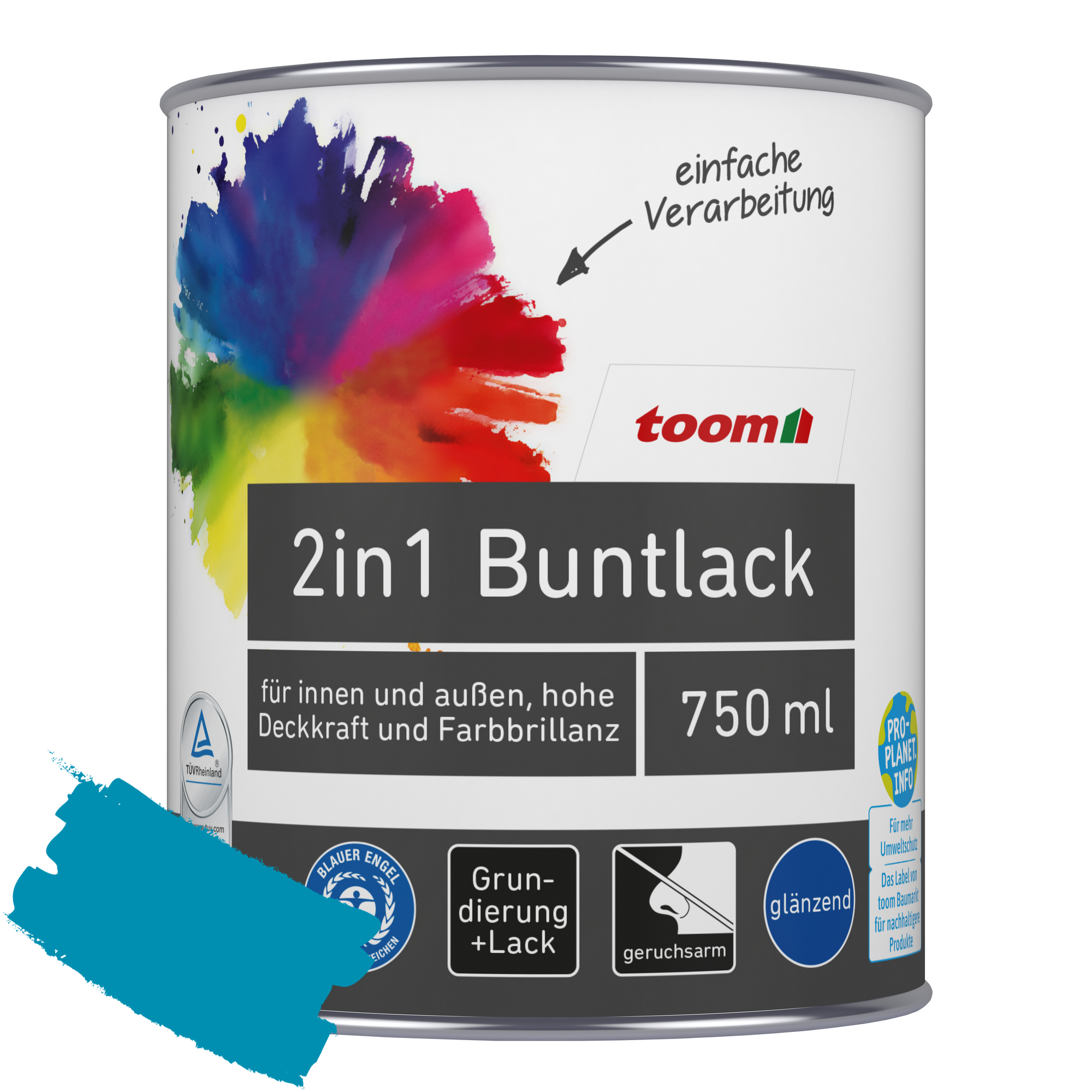 2in1 Buntlack 'Aquamarine' lichtblau glänzend 750 ml + product picture