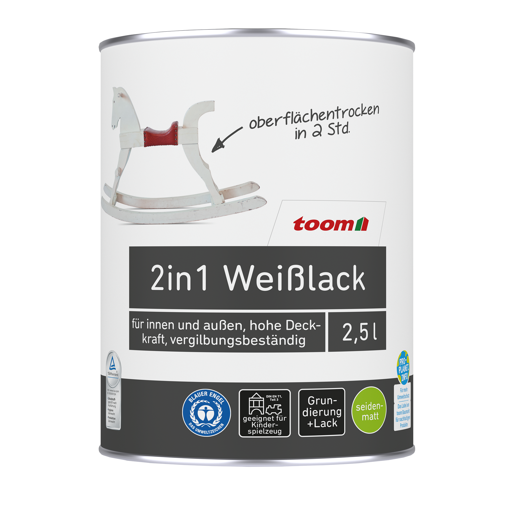 2in1 Weißlack seidenmatt 2,5 l + product picture