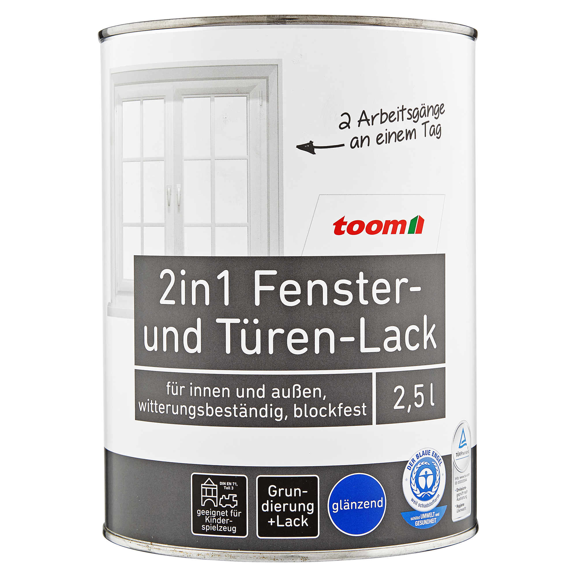 toom toom 2in1 Fenster und TürenLack, weiß, glänzend