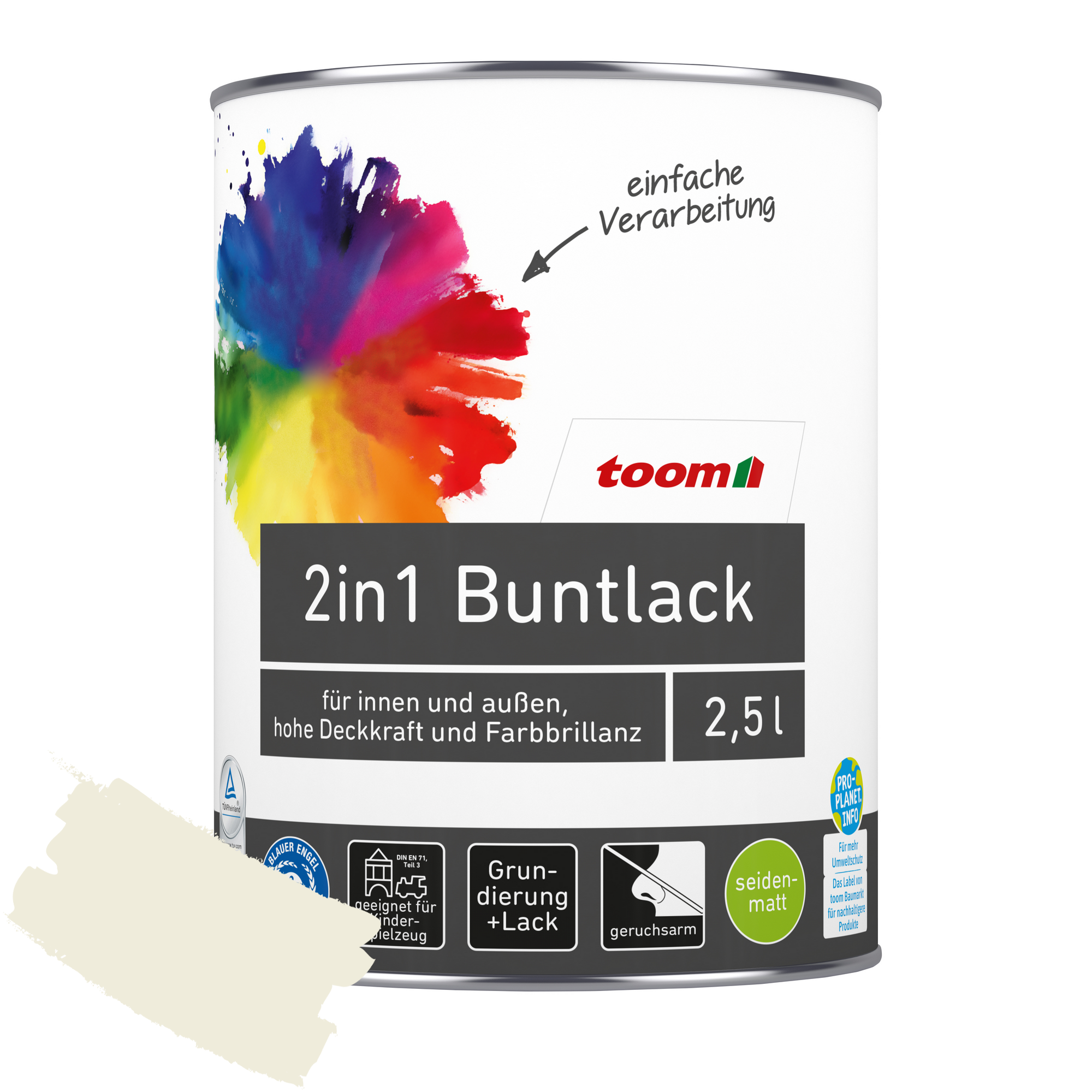 2in1 Buntlack 'Eisblume' reinweiß seidenmatt 2,5 l + product picture