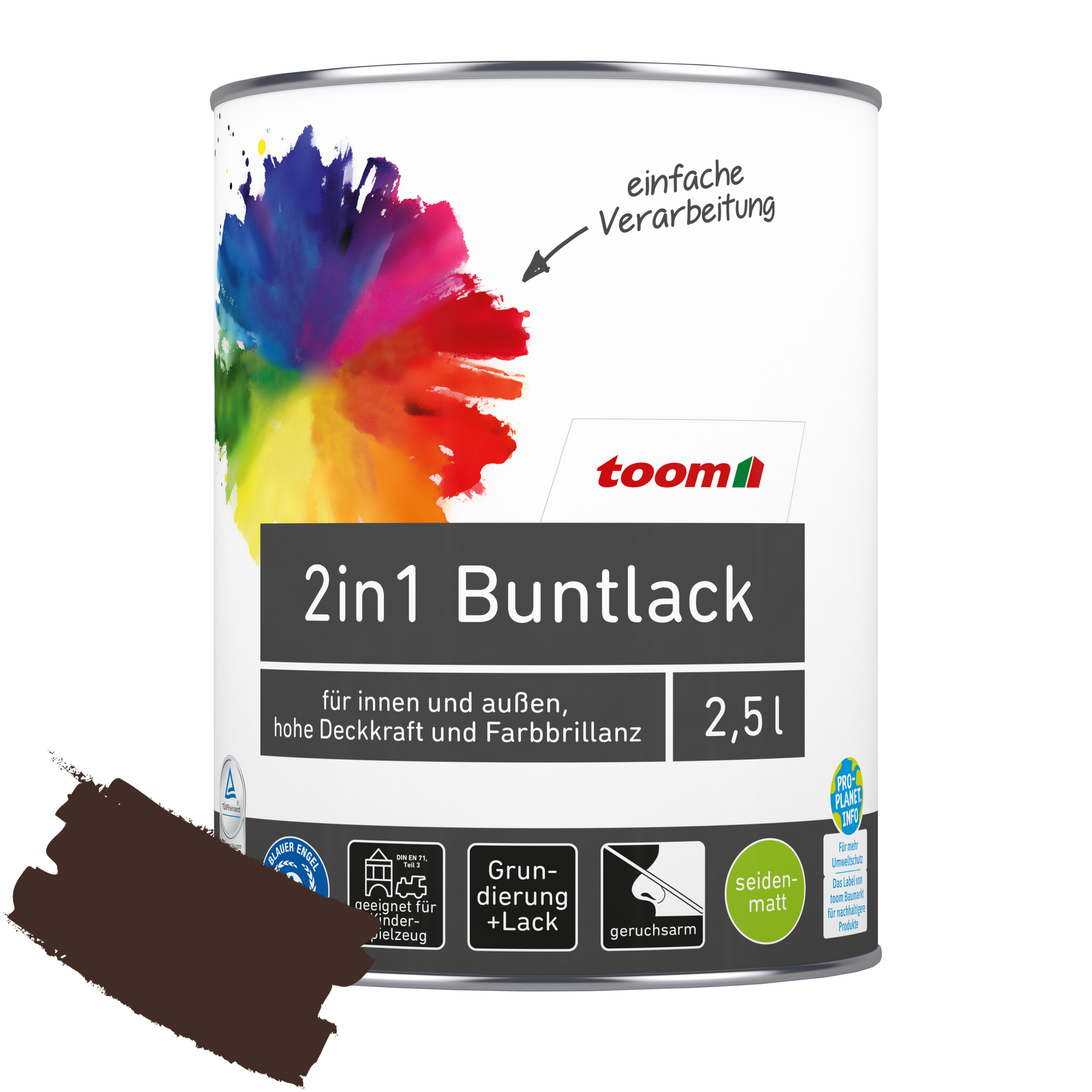 2in1 Buntlack 'Edelbraun' schokobraun seidenmatt 2,5 l + product picture