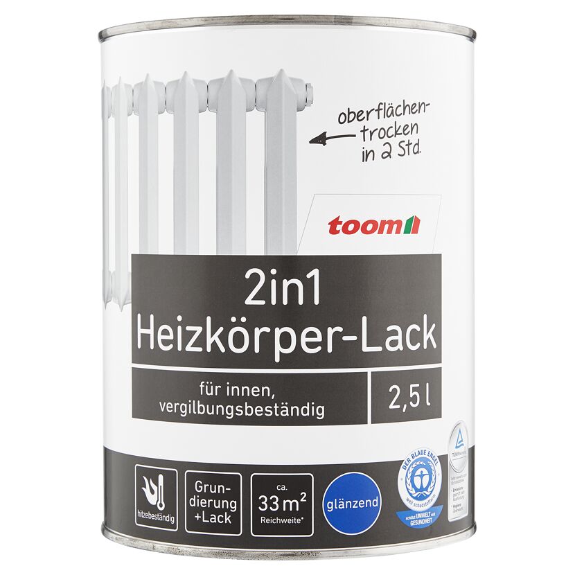 2in1 Heizkörperlack weiß glänzend 2,5 l