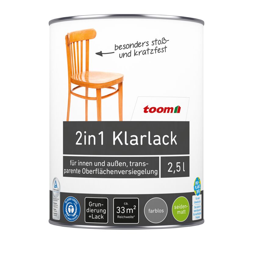 toom 2in1 Klarlack für einen staub- und kratzfesten Schutz