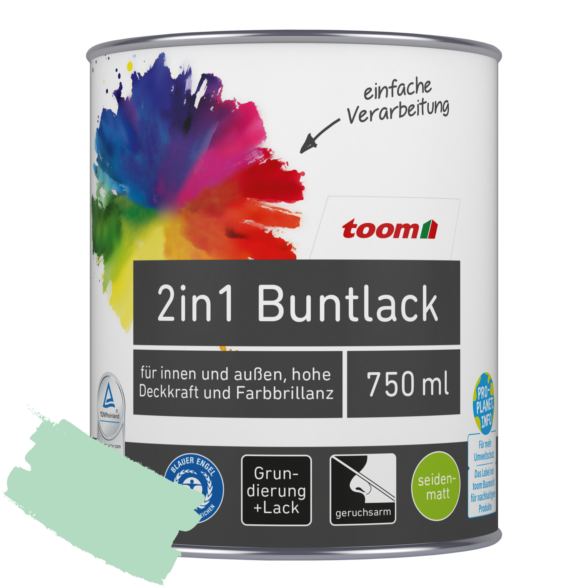 2in1 Buntlack minzgrün seidenmatt 750 ml + product picture