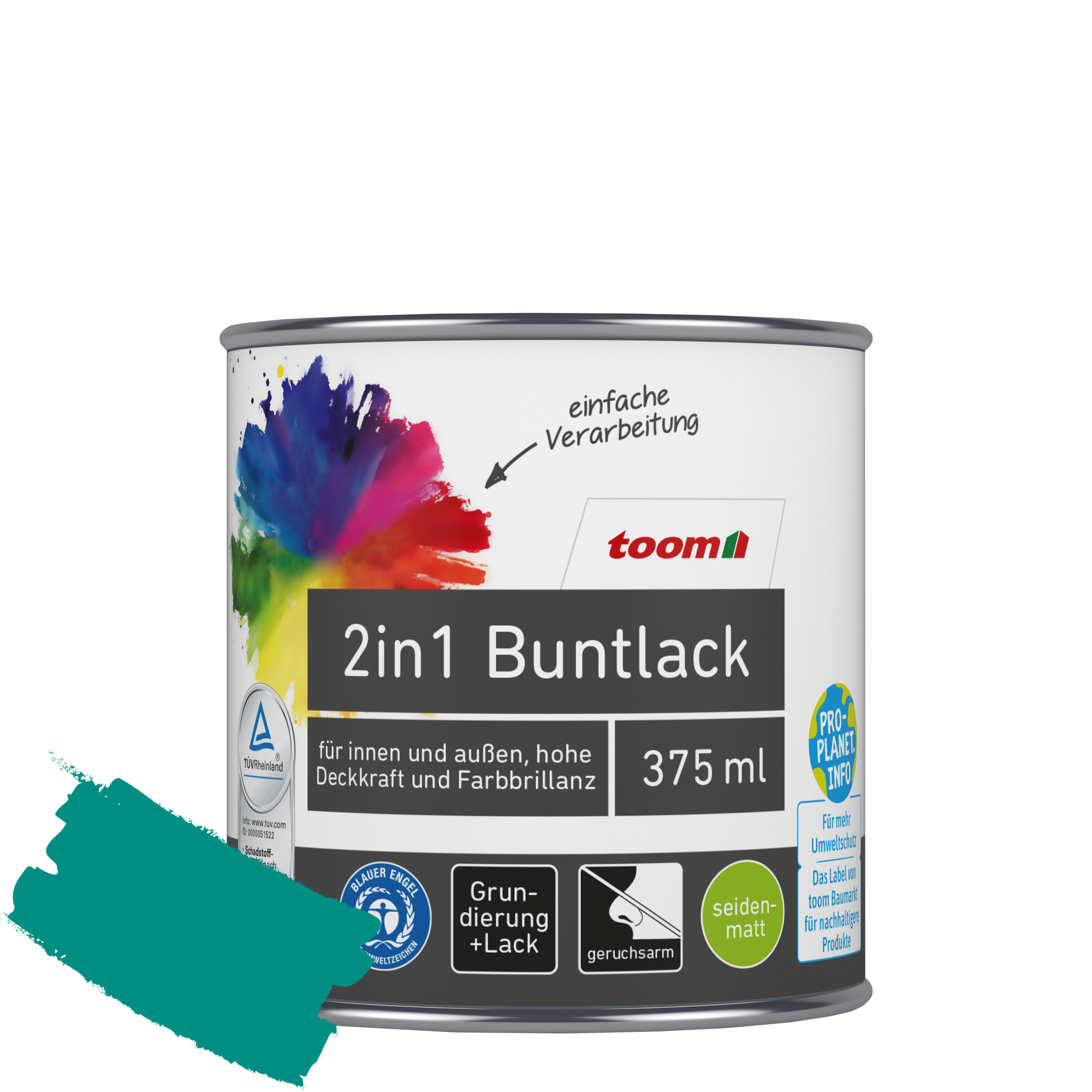 2in1 Buntlack 'Südseetraum' petrolfarben seidenmatt 375 ml + product picture