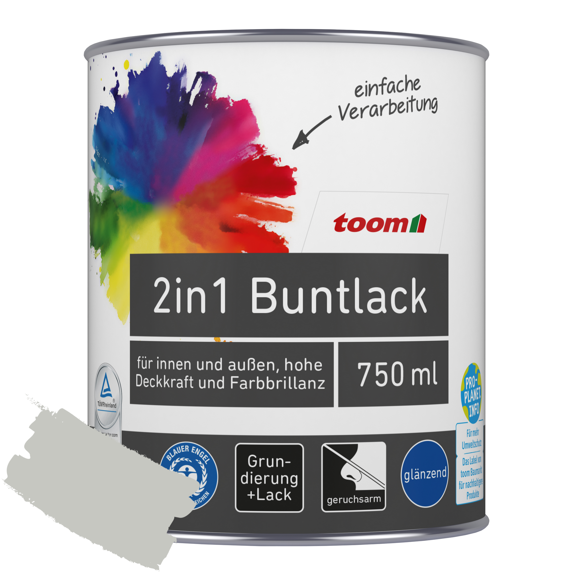 2in1 Buntlack 'Mondschein' lichtgrau glänzend 750 ml + product picture