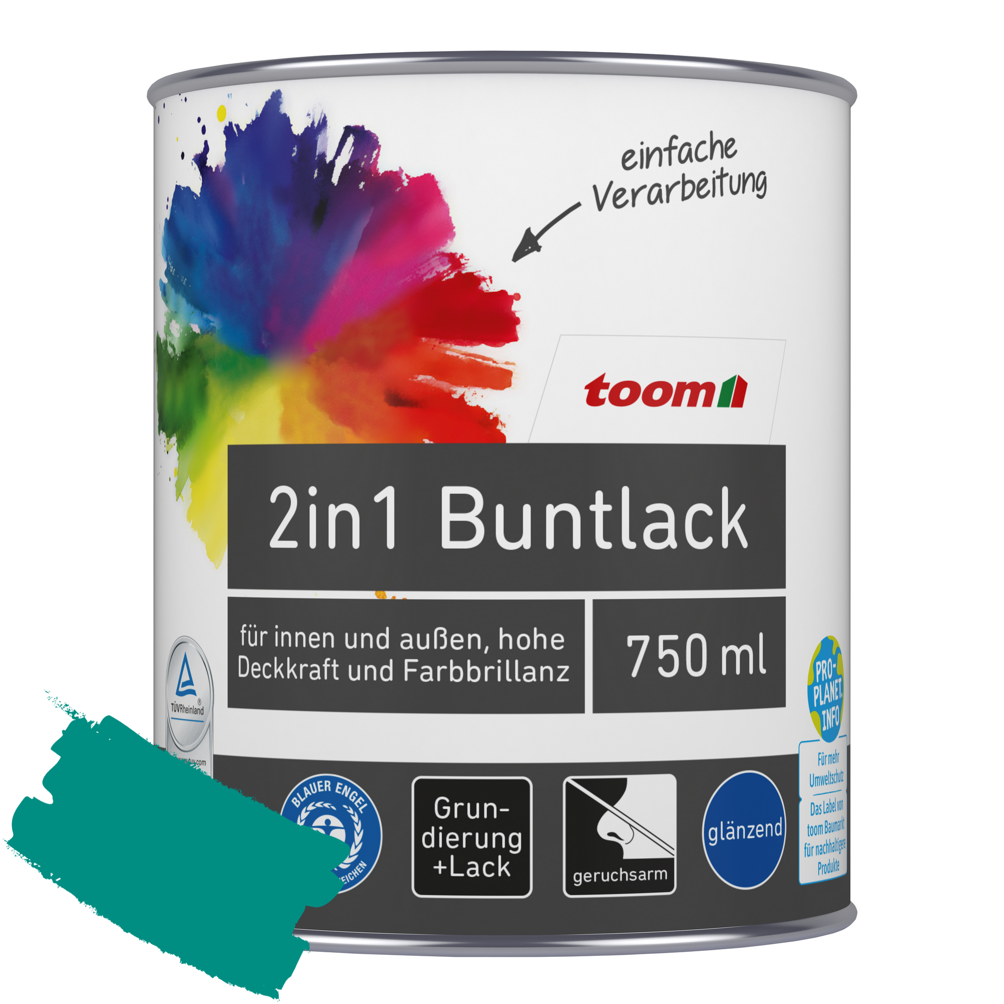 2in1 Buntlack 'Südseetraum' petrolfarben glänzend 750 ml + product picture