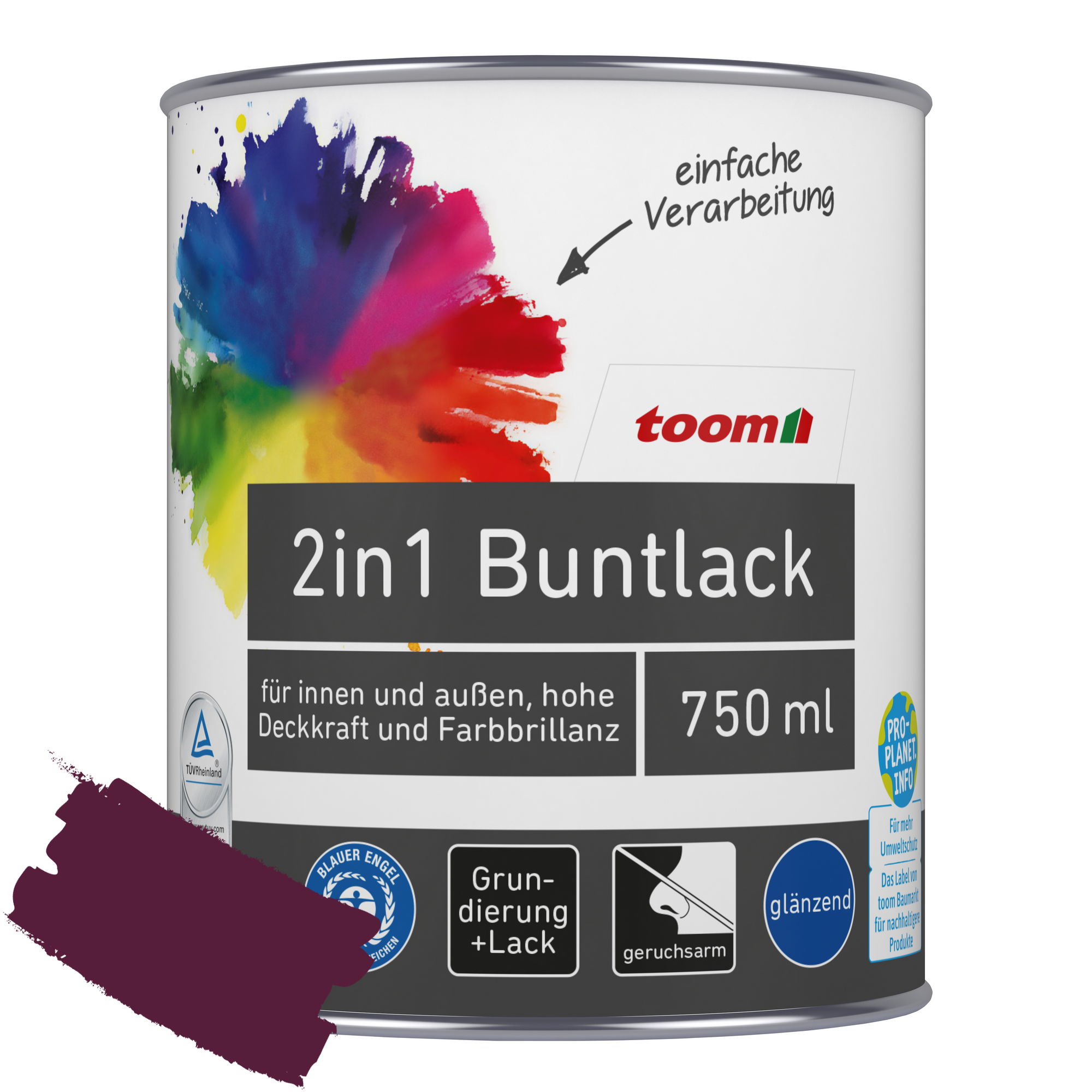 2in1 Buntlack merlotfarben glänzend 750 ml + product picture