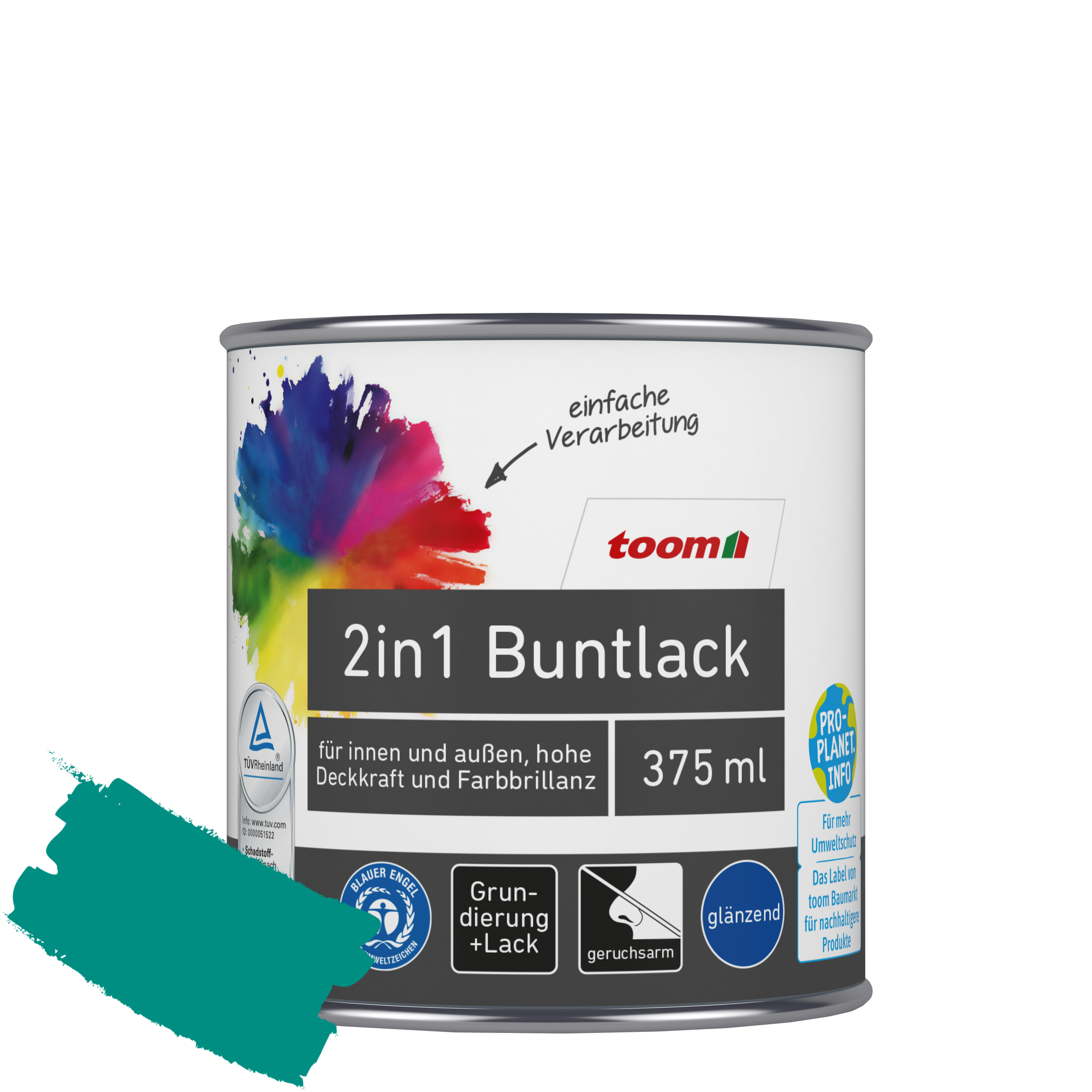 2in1 Buntlack 'Südseetraum' petrolfarben glänzend 375 ml + product picture