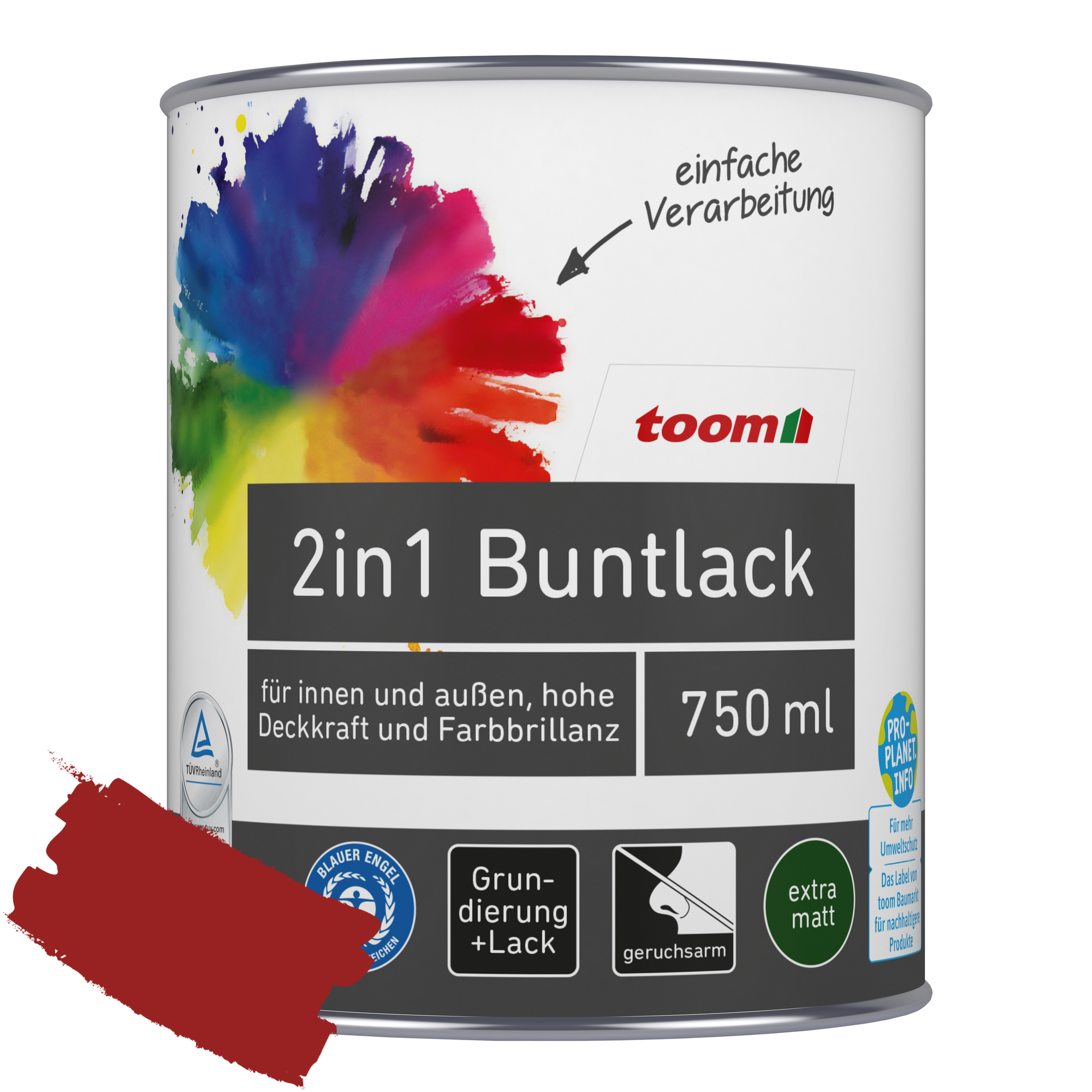 2in1 Buntlack 'Mohnblume' feuerrot matt 750 ml + product picture