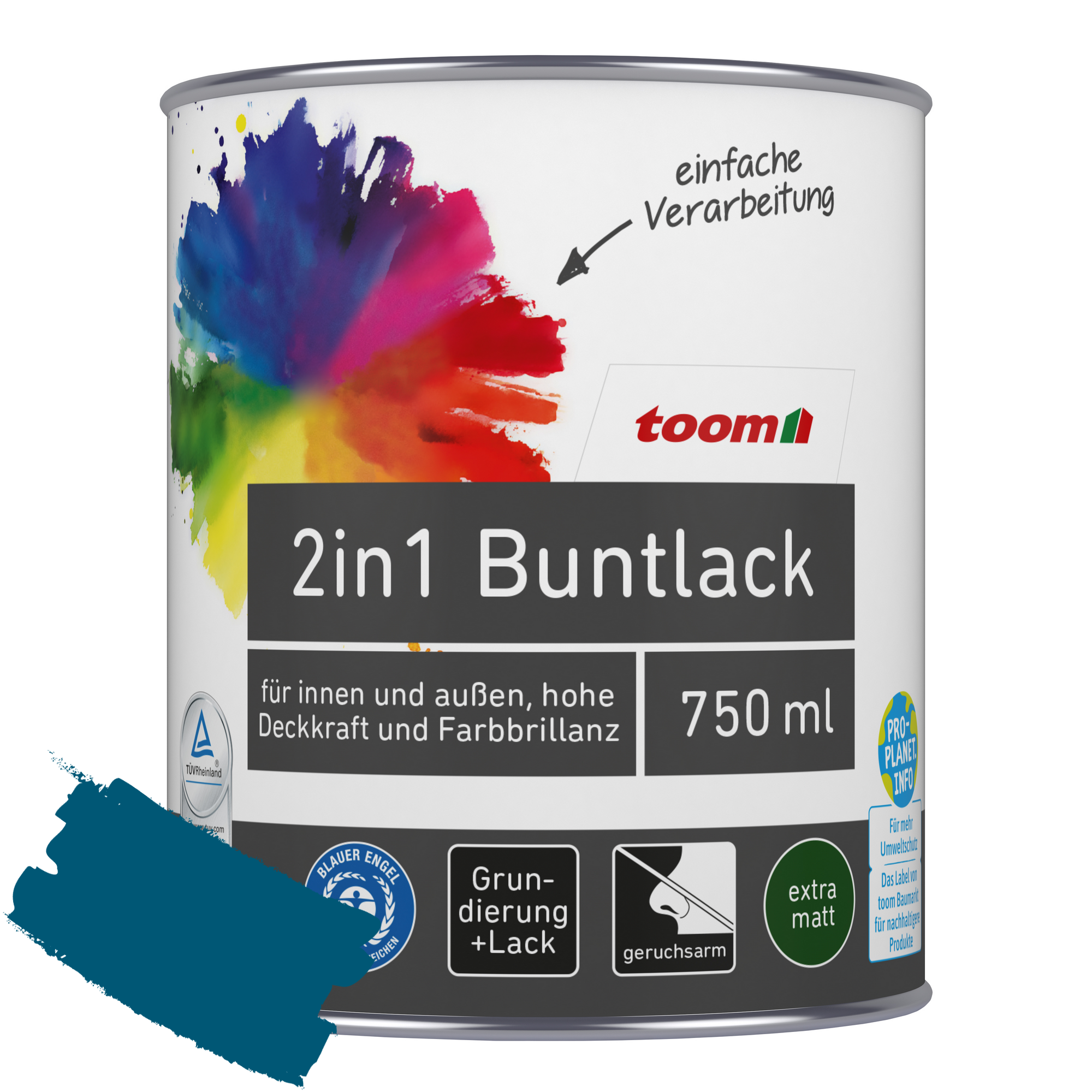 2in1 Buntlack 'Blaupause' enzianblau matt 750 ml + product picture