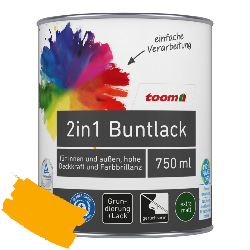 2in1 Buntlack 'Sonnenblume' orangegelb matt 750 ml