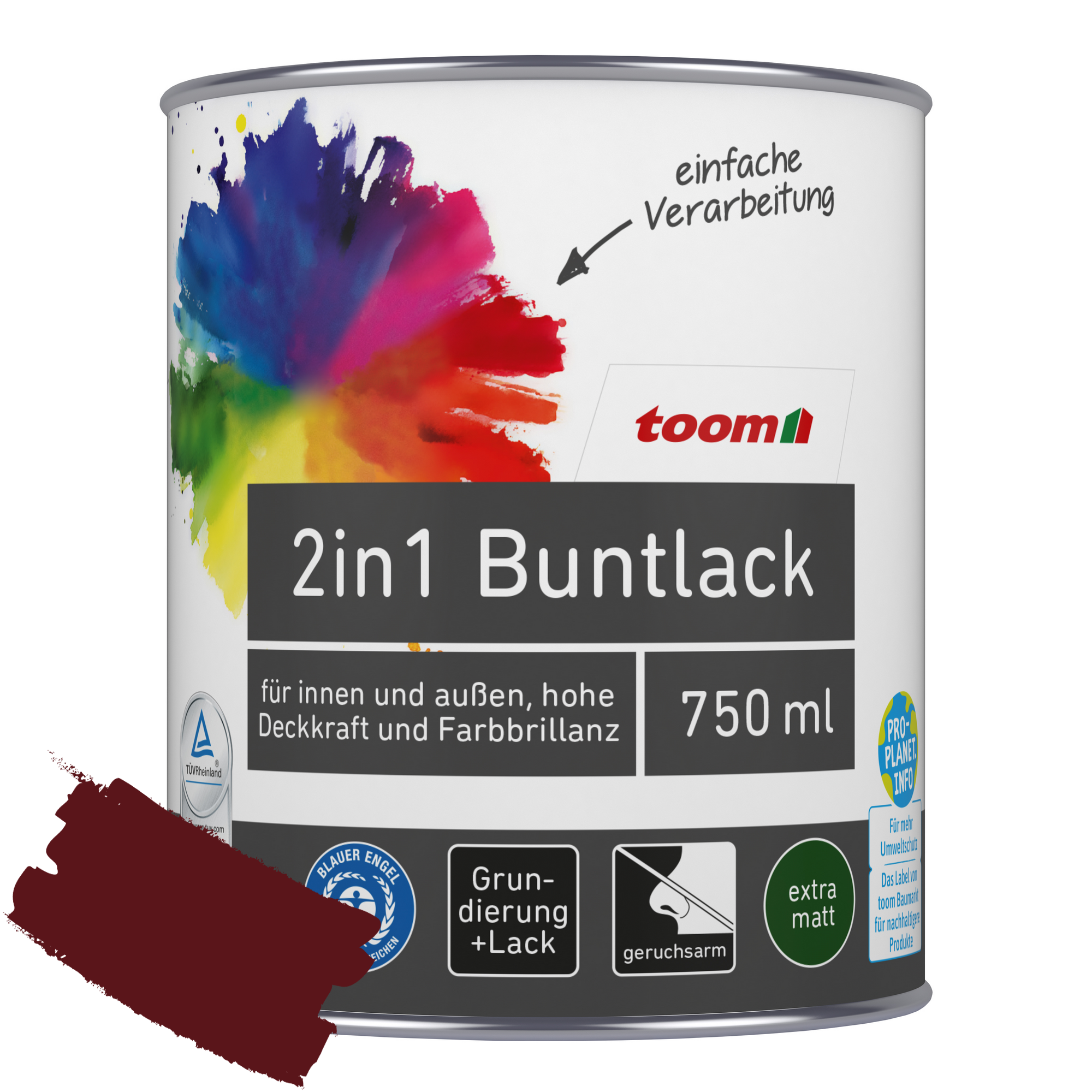 2in1 Buntlack 'Abendrot' purpurrot matt 750 ml + product picture
