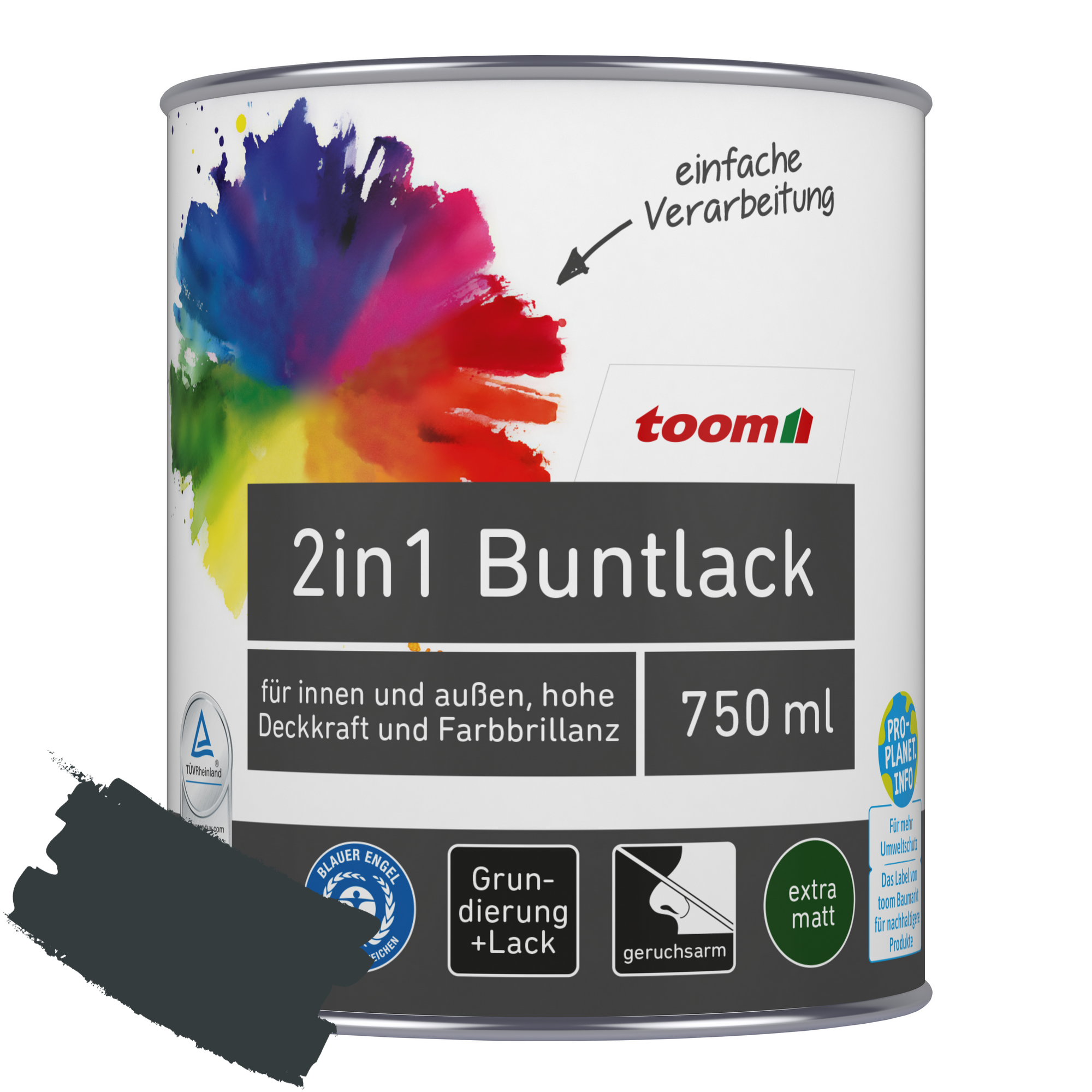 2in1 Buntlack 'Schattenspiel' anthrazitfarben matt 750 ml