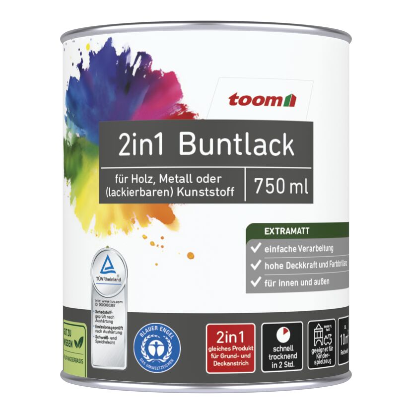 2in1 Buntlack 'Mondschein' lichtgrau matt 750 ml