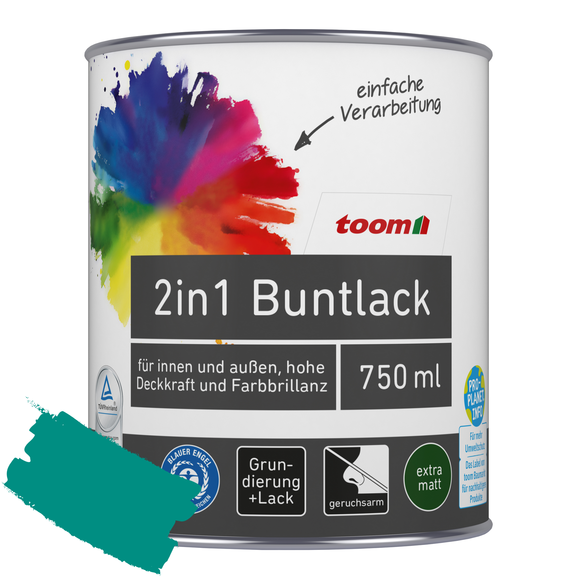 2in1 Buntlack 'Südseetraum' petrolfarben matt 750 ml + product picture