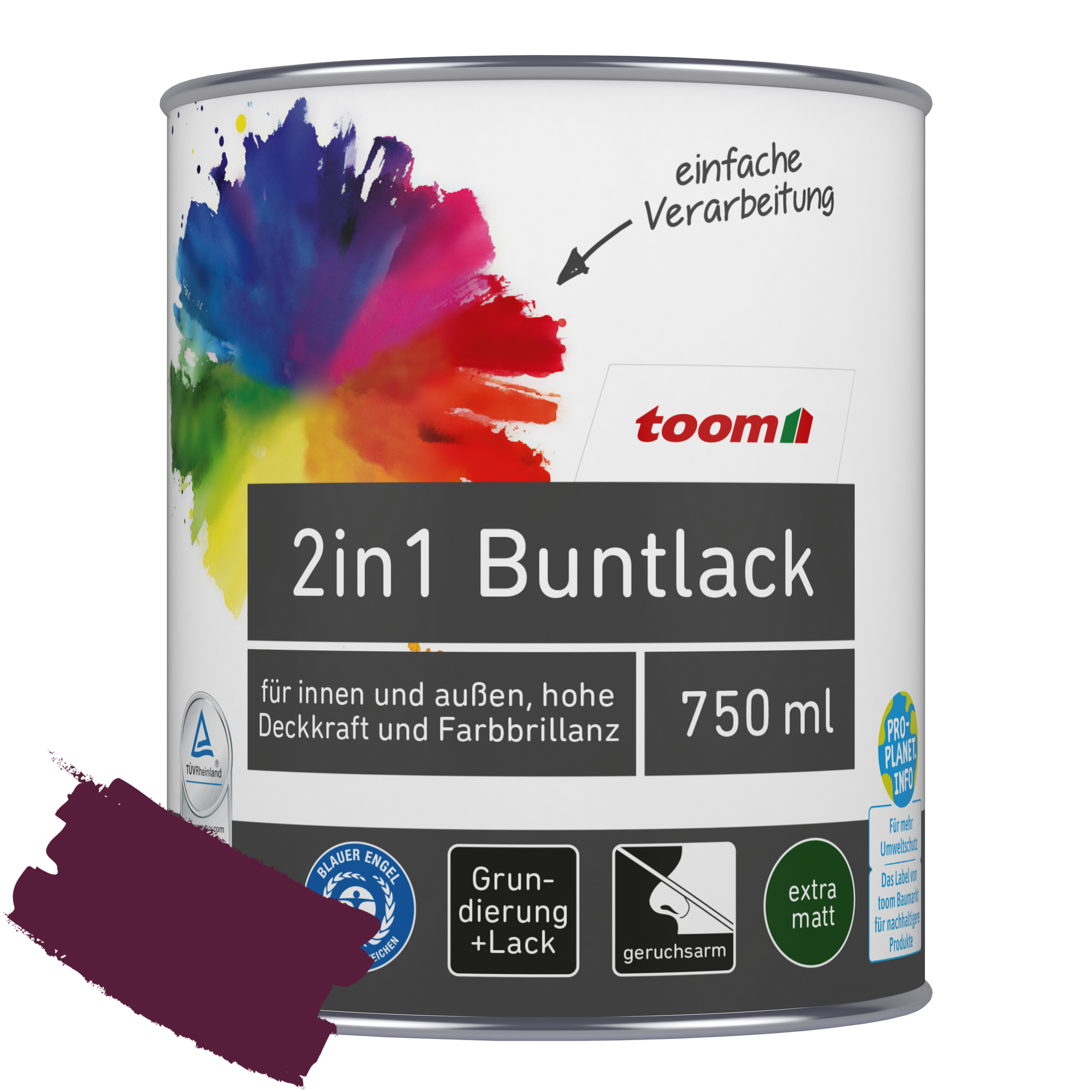 2in1 Buntlack merlotfarben matt 750 ml + product picture