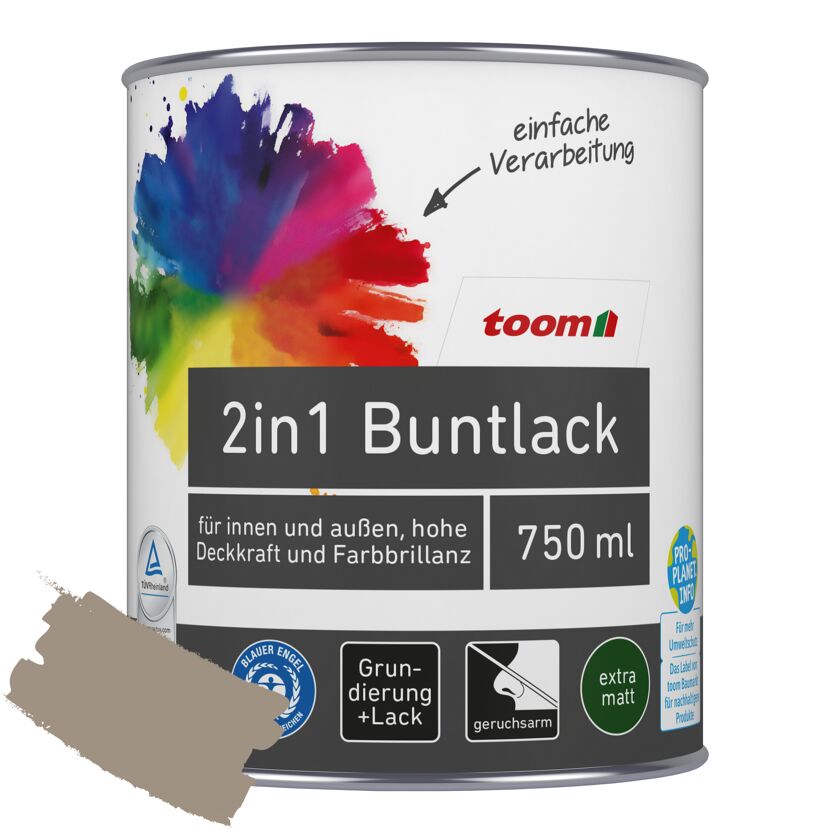 2in1 Buntlack 'Treibholz' hellbraun matt 750 ml