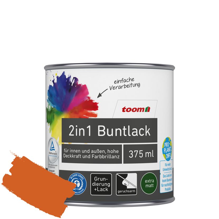 2in1 Buntlack 'Feuerglut' orange matt 375 ml