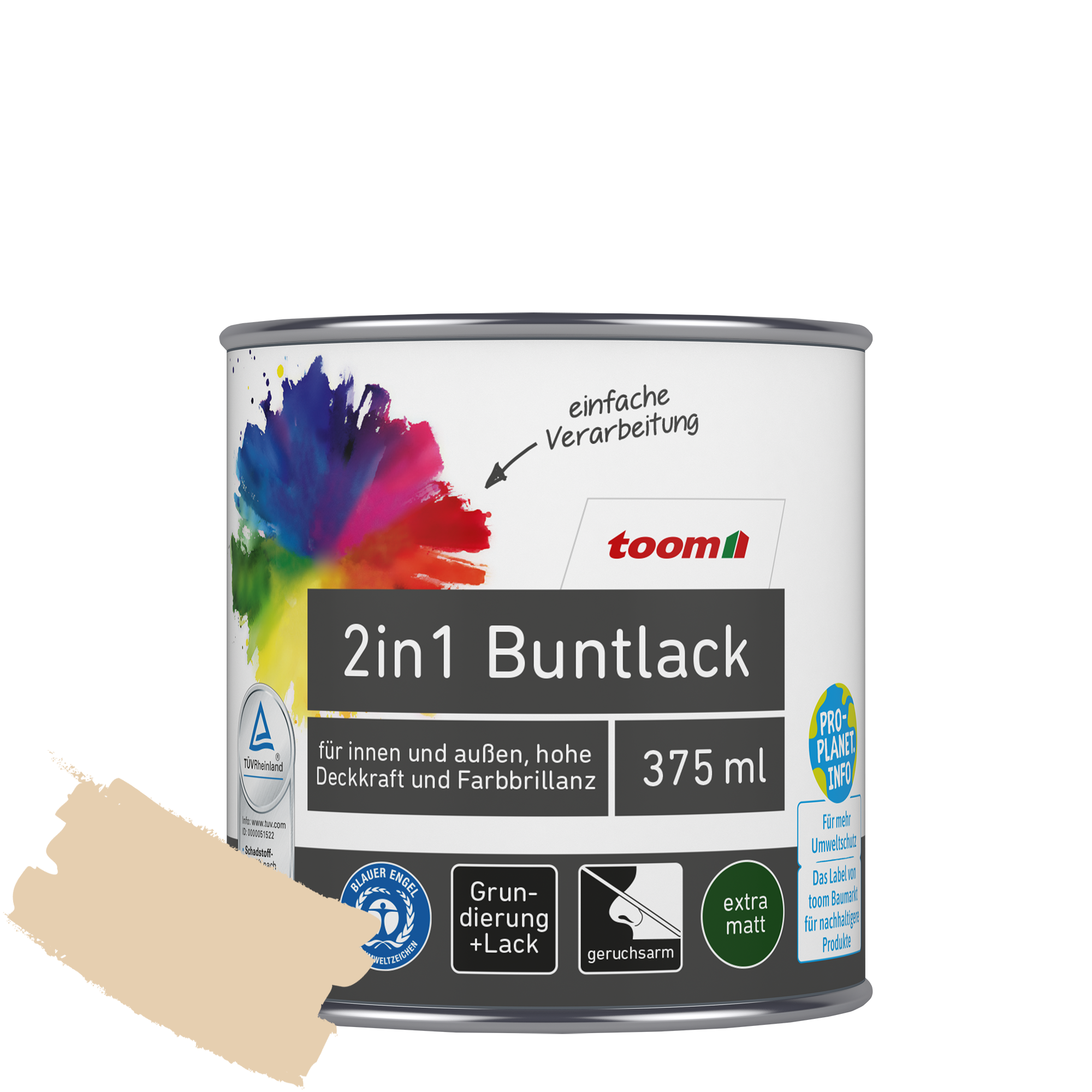 2in1 Buntlack 'Sonnenstrahl' hellelfenbein matt 375 ml + product picture