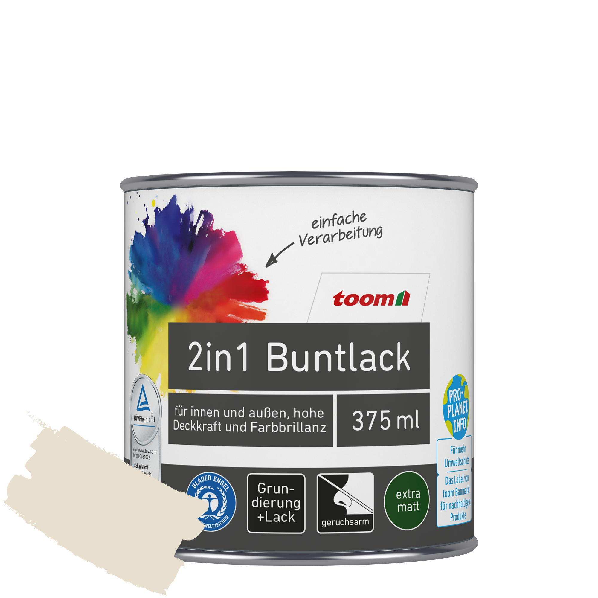 2in1 Buntlack 'Bergkristall' cremeweiß matt 375 ml + product picture