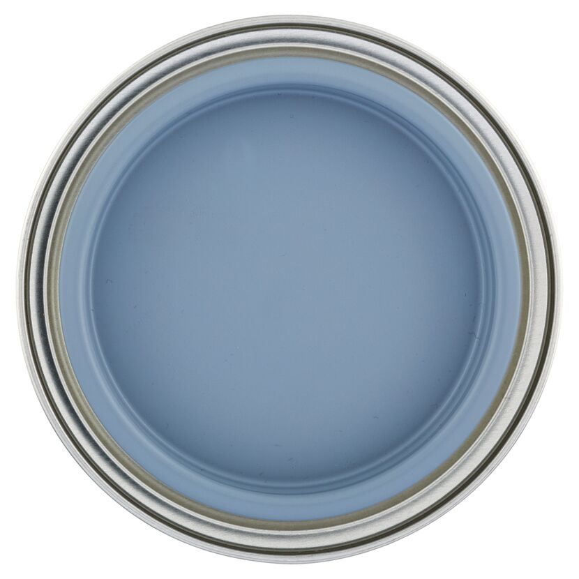 Offener Farbeimer mit blauer Farbe