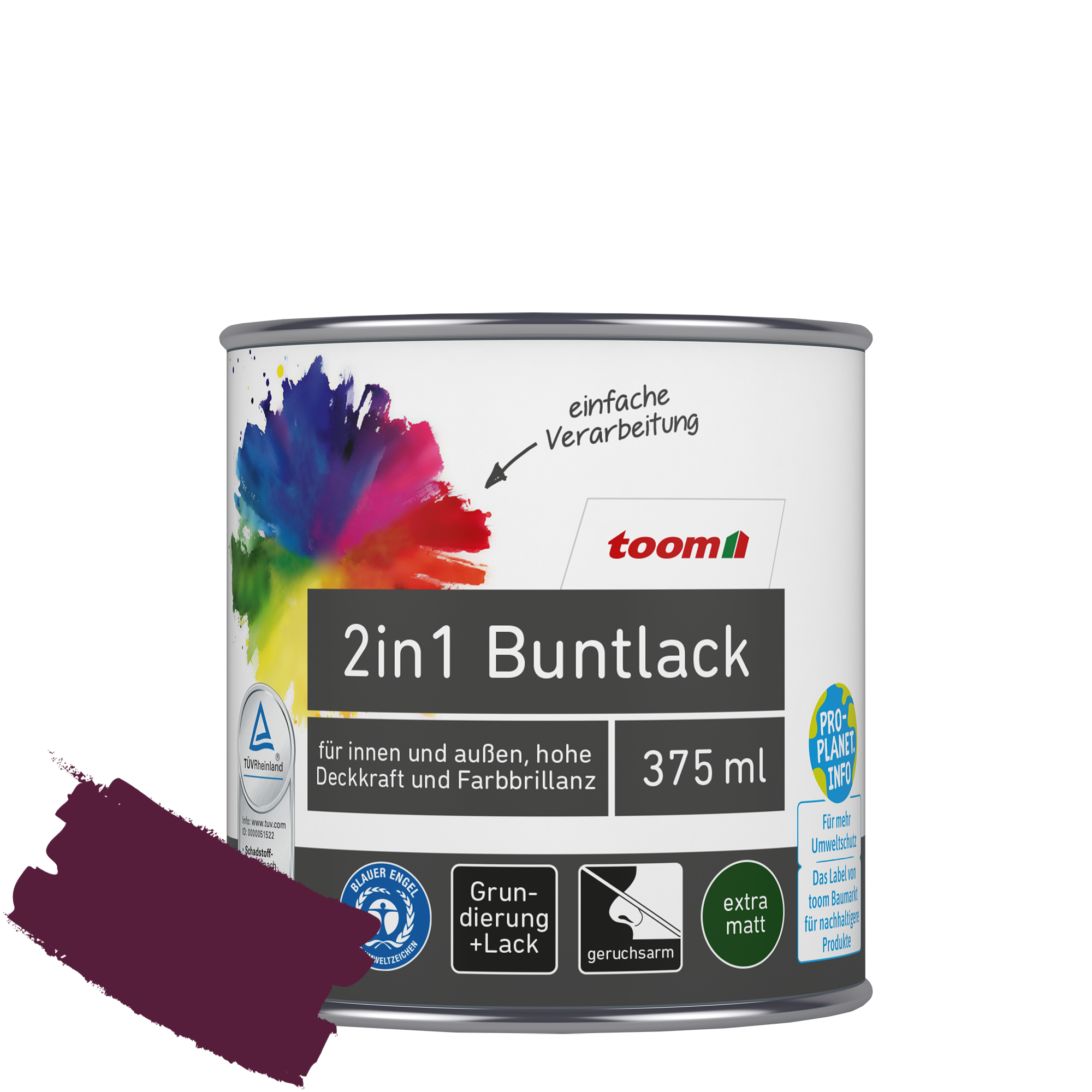 2in1 Buntlack merlotfarben matt 375 ml + product picture
