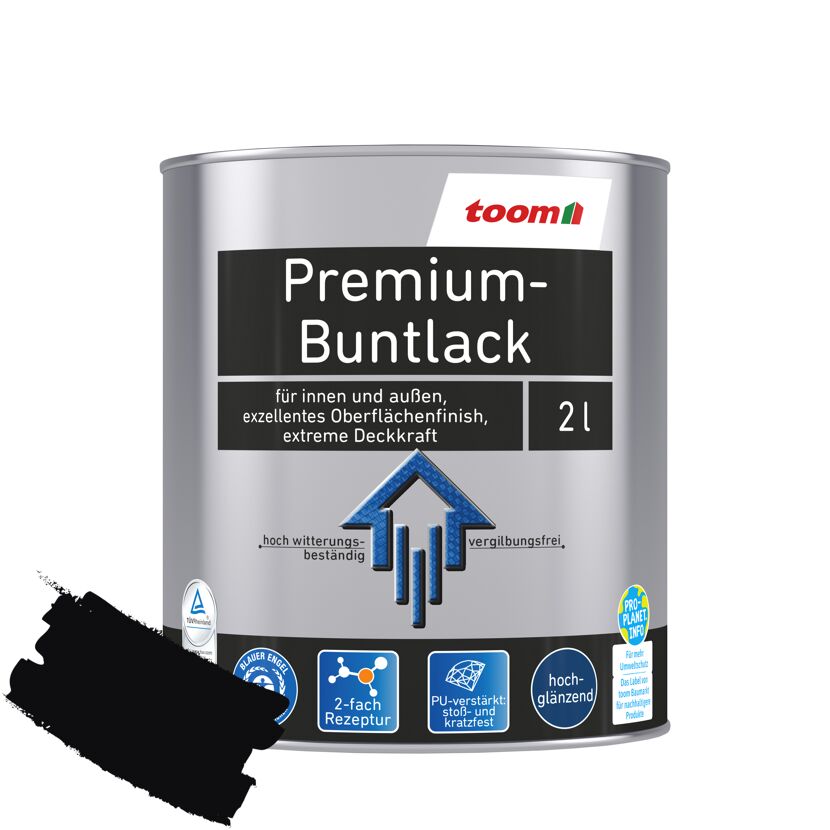 Premium-Buntlack tiefschwarz glänzend 2 l