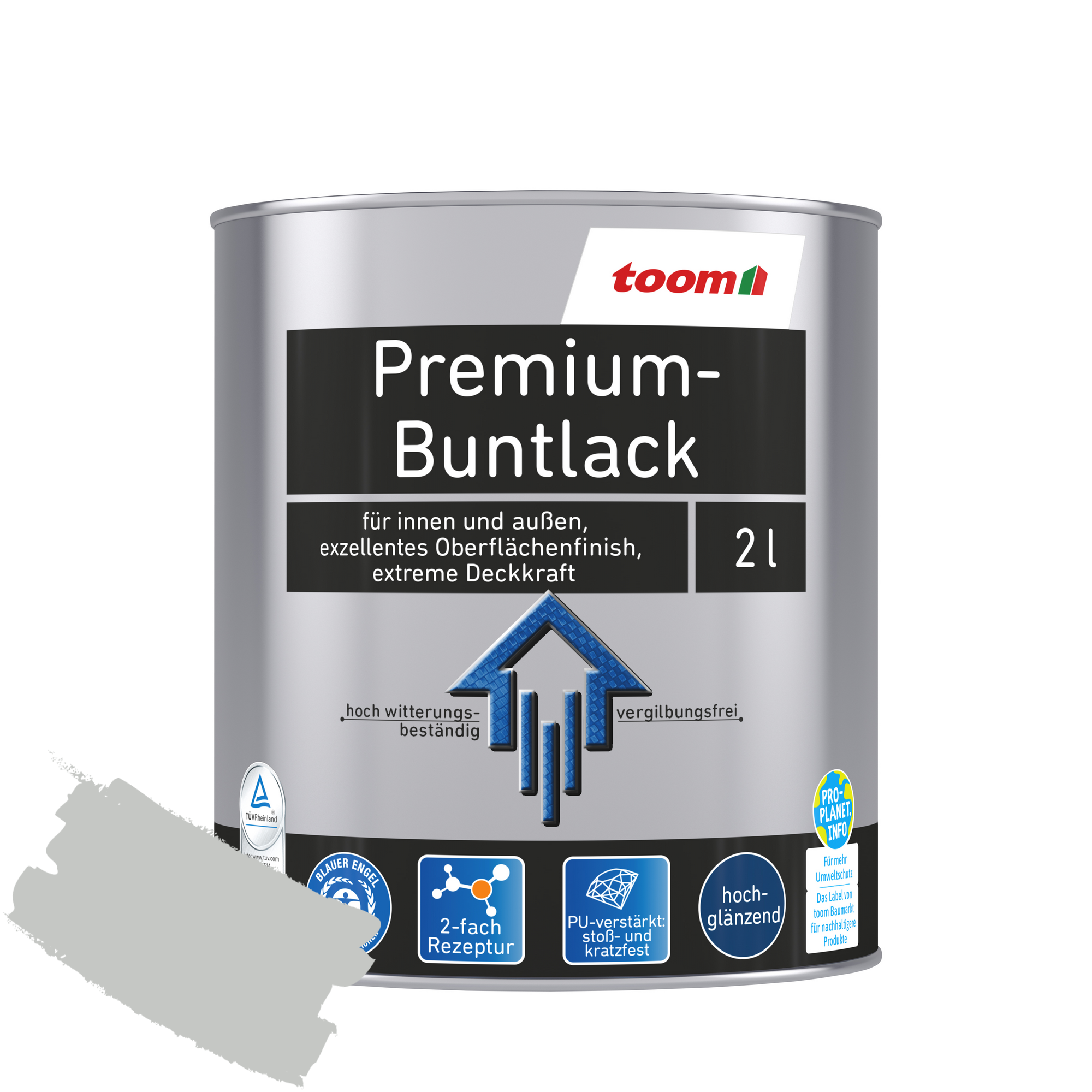 Premium-Buntlack lichtgrau glänzend 2 l + product picture