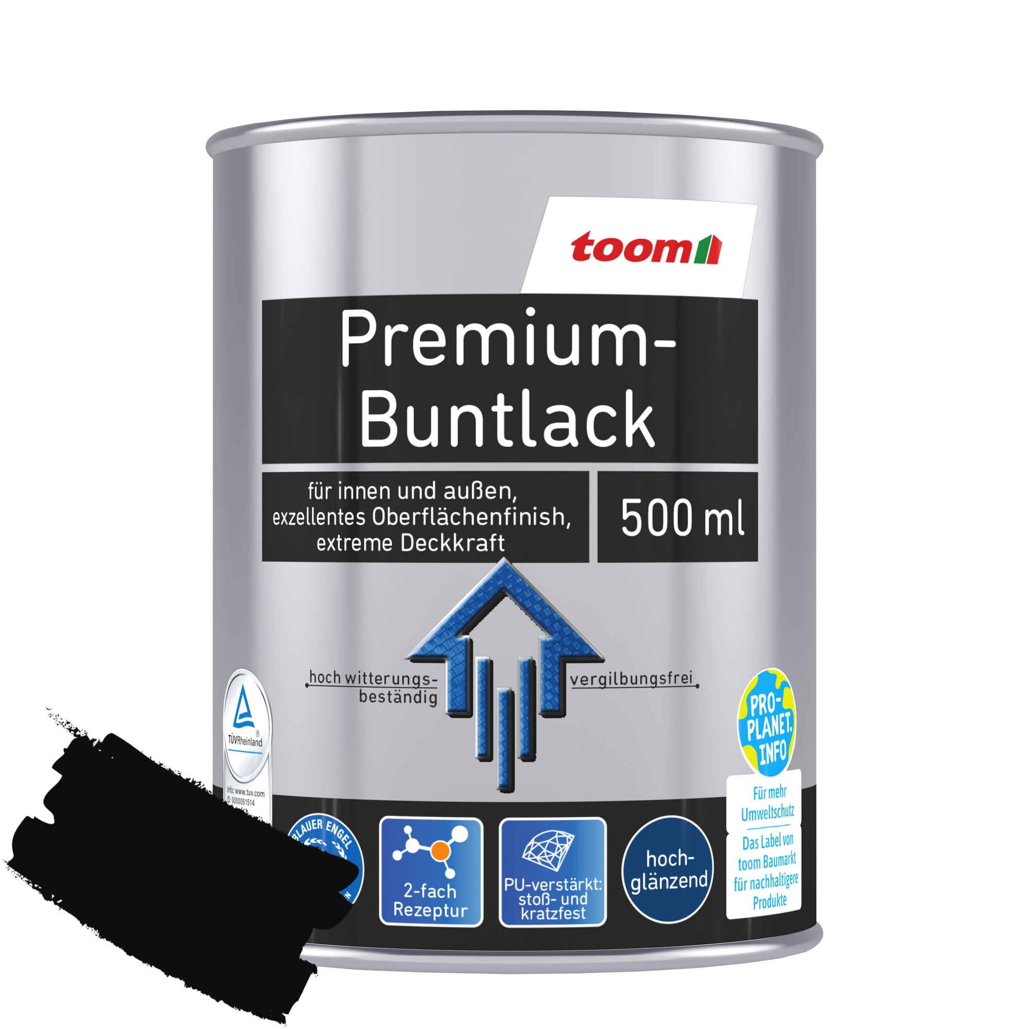 Premium-Buntlack tiefschwarz glänzend 500 ml + product picture
