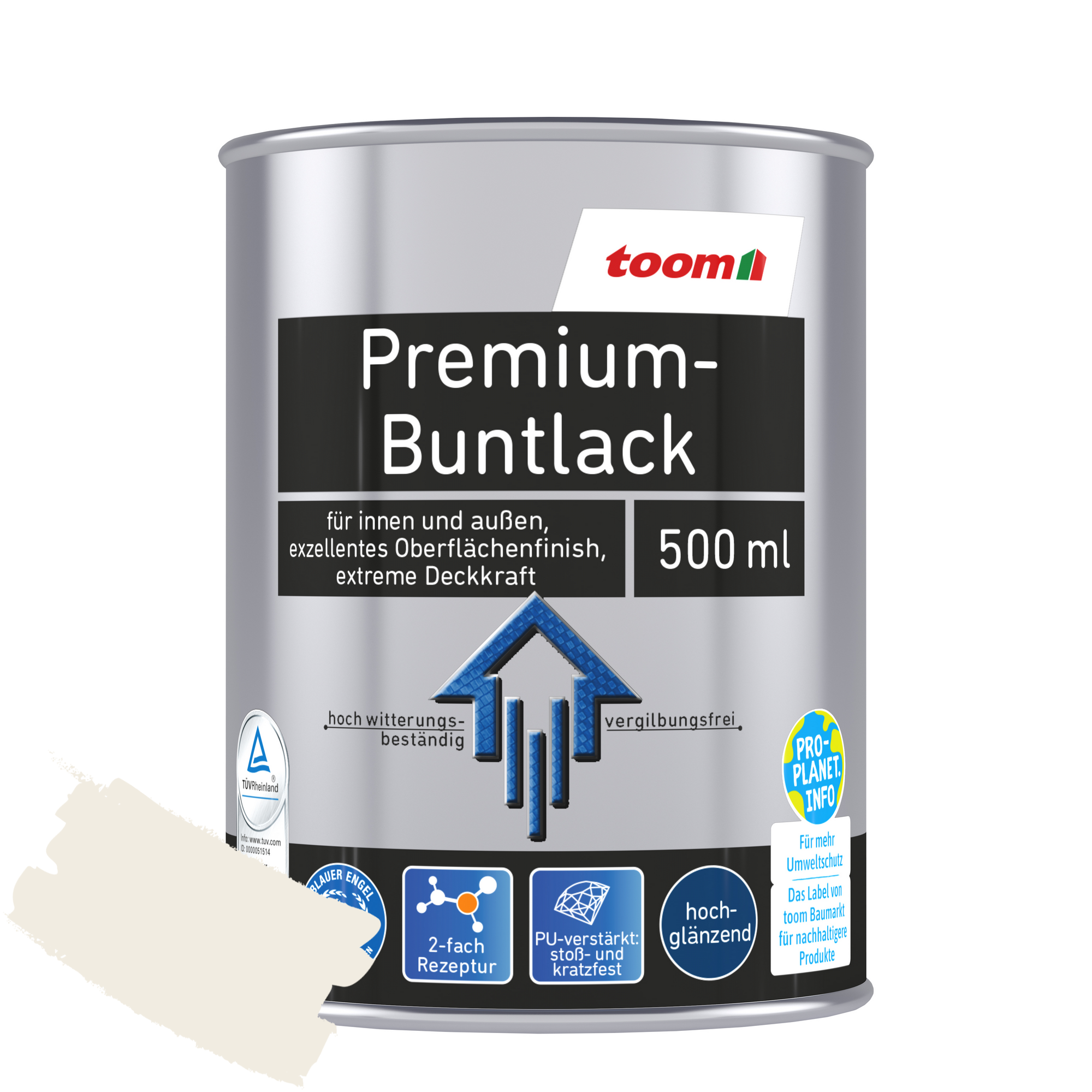 Premium-Buntlack 'Bergkristall' cremeweiß glänzend 500 ml + product picture