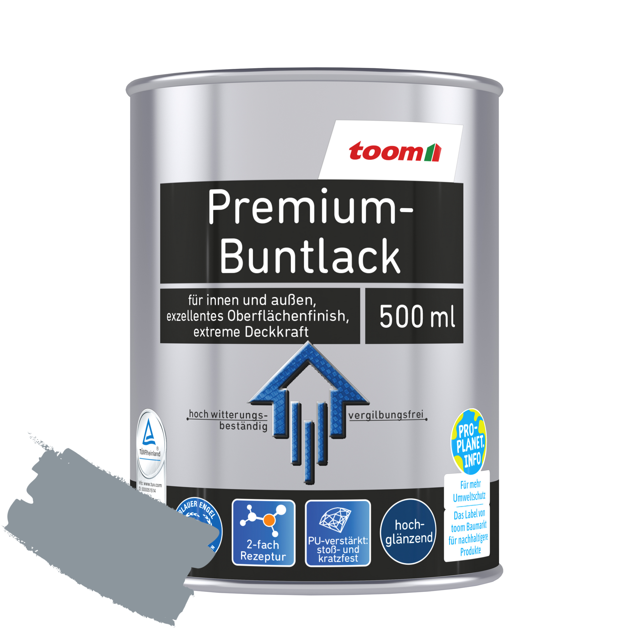 Premium-Buntlack silbergrau glänzend 500 ml + product picture