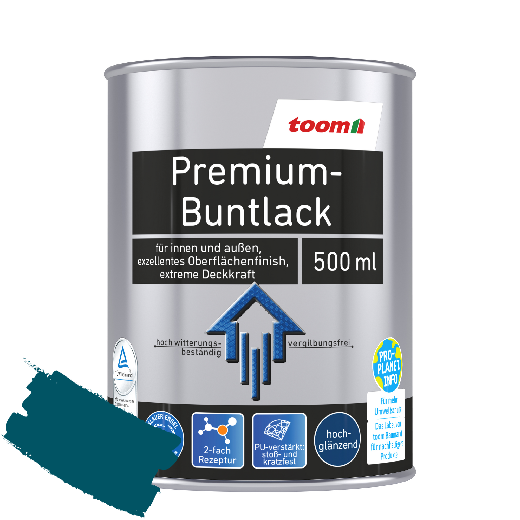 Premium-Buntlack petrolfarben glänzend 500 ml + product picture