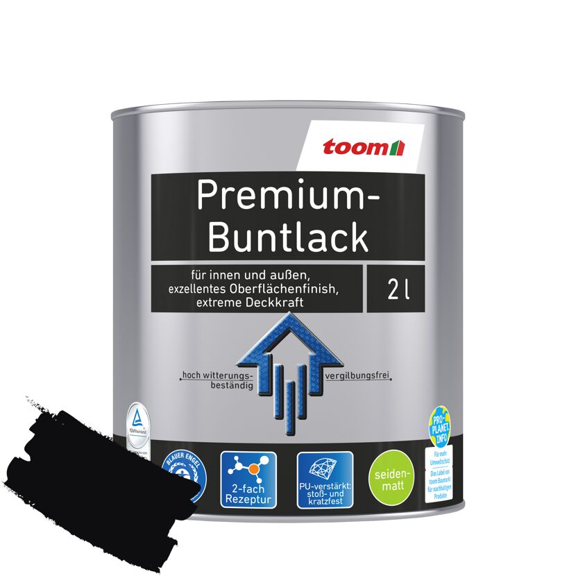 Premium-Buntlack tiefschwarz seidenmatt 2 l
