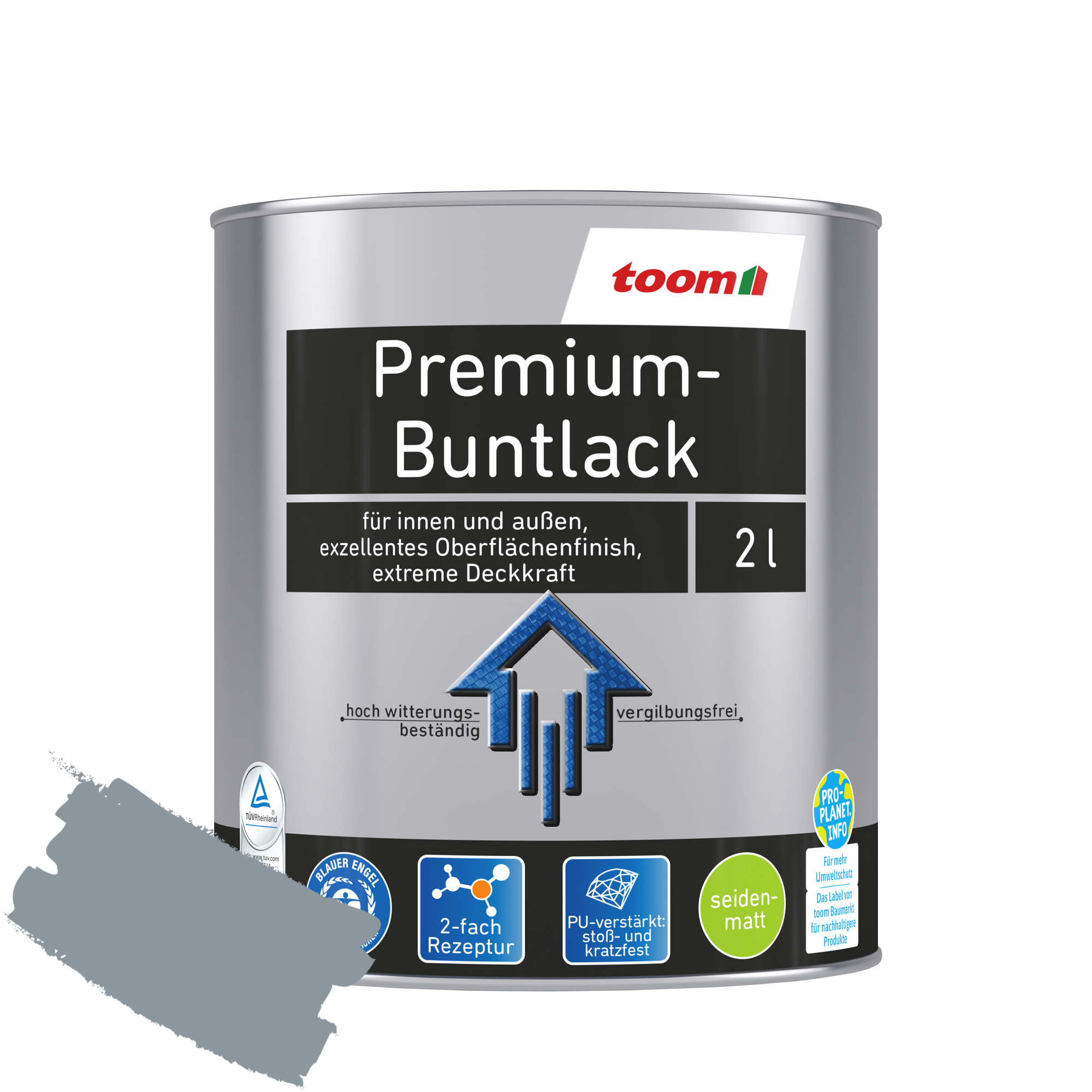 Premium-Buntlack silbergrau seidenmatt 2 l + product picture