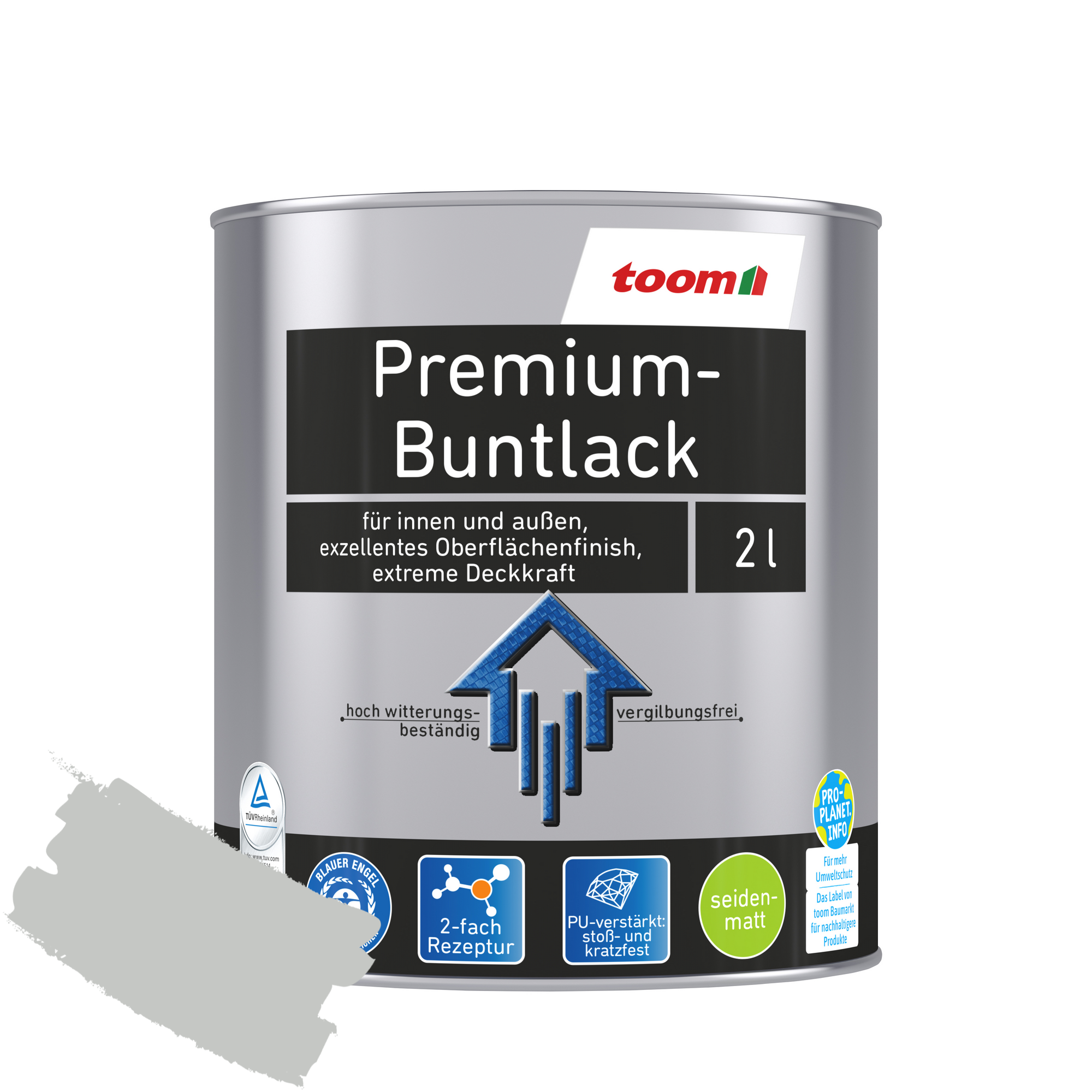 Premium-Buntlack lichtgrau seidenmatt 2 l + product picture