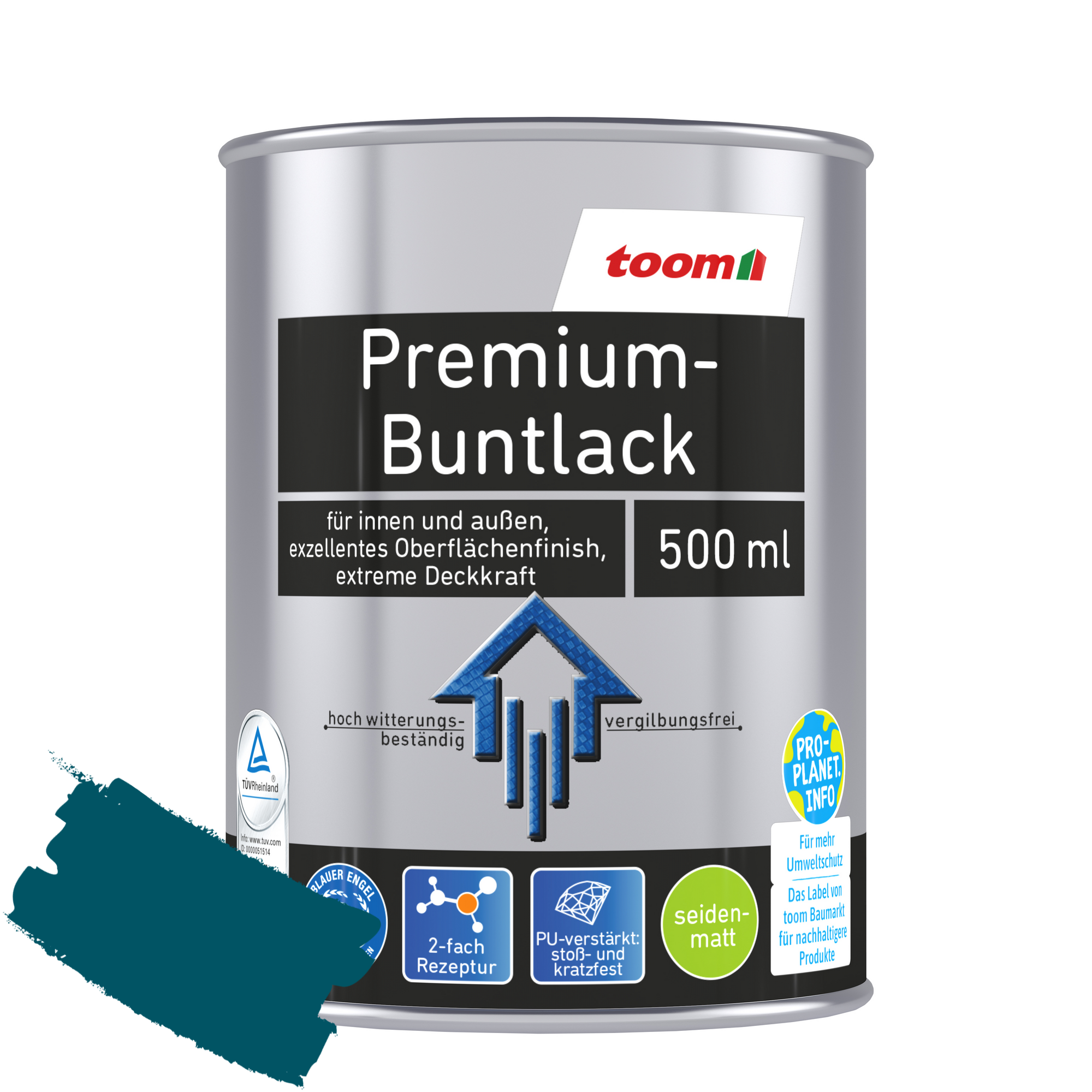 Premium-Buntlack petrolfarben seidenmatt 500 ml + product picture