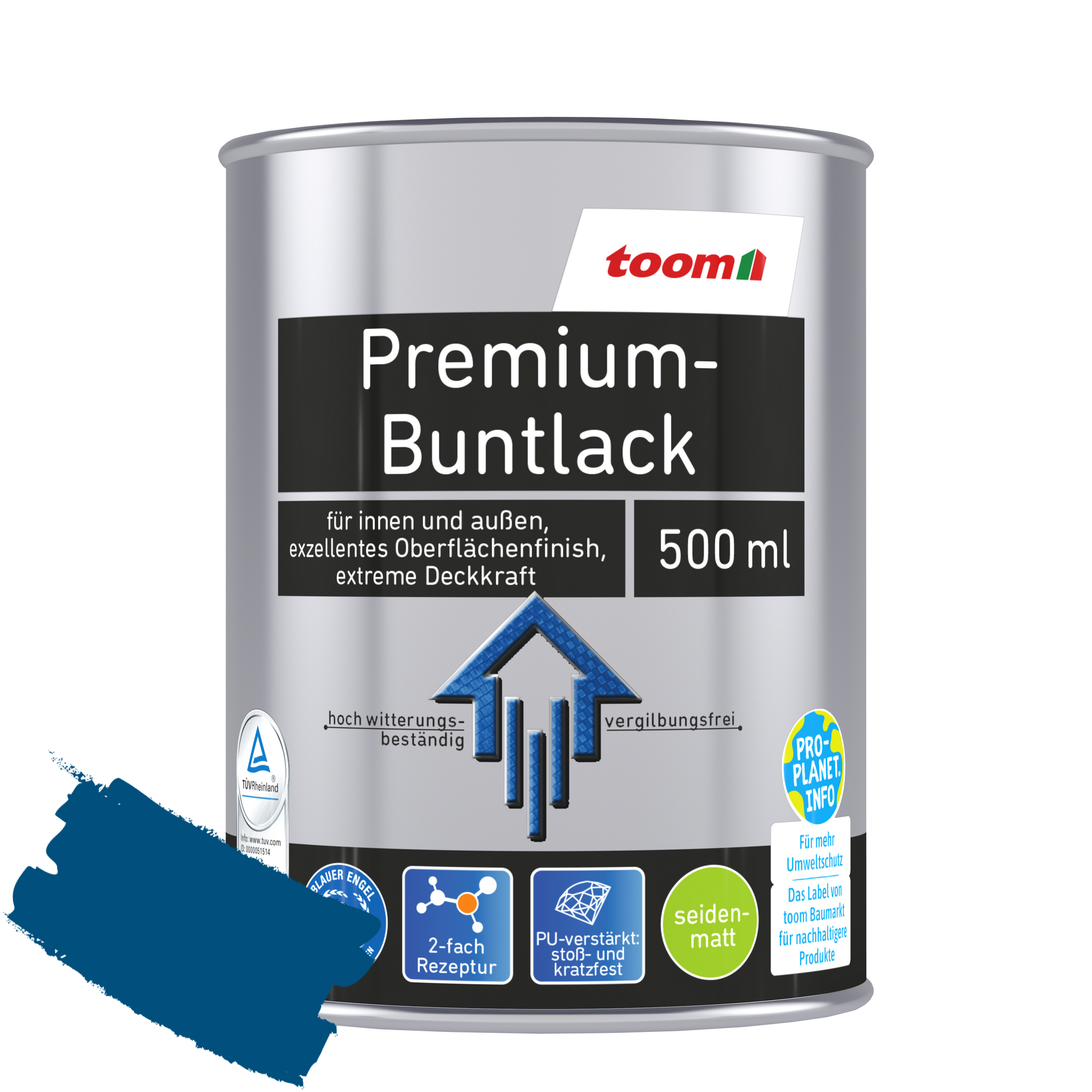 Premium-Buntlack enzianblau seidenmatt 500 ml + product picture