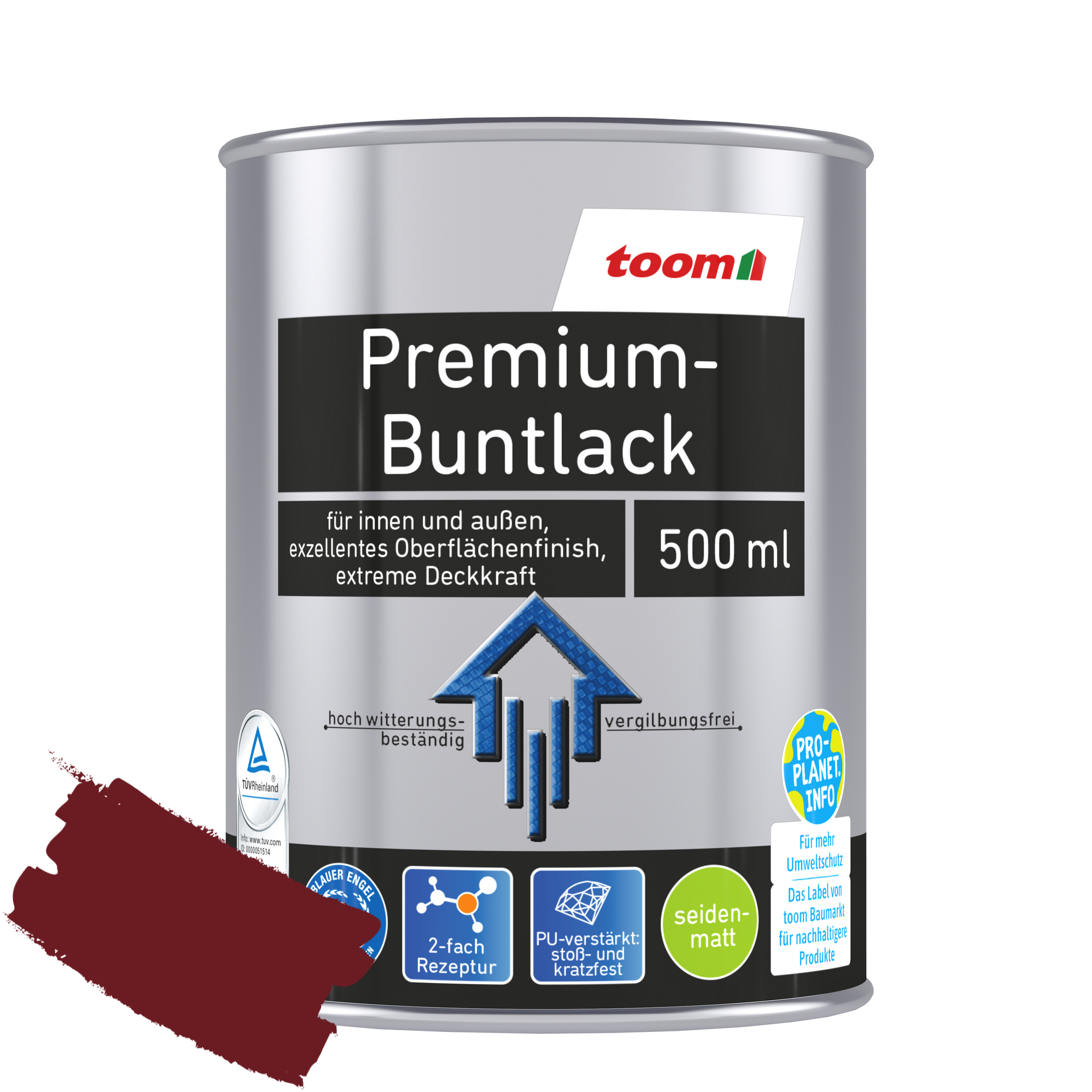 Premium-Buntlack purpurrot seidenmatt 500 ml + product picture