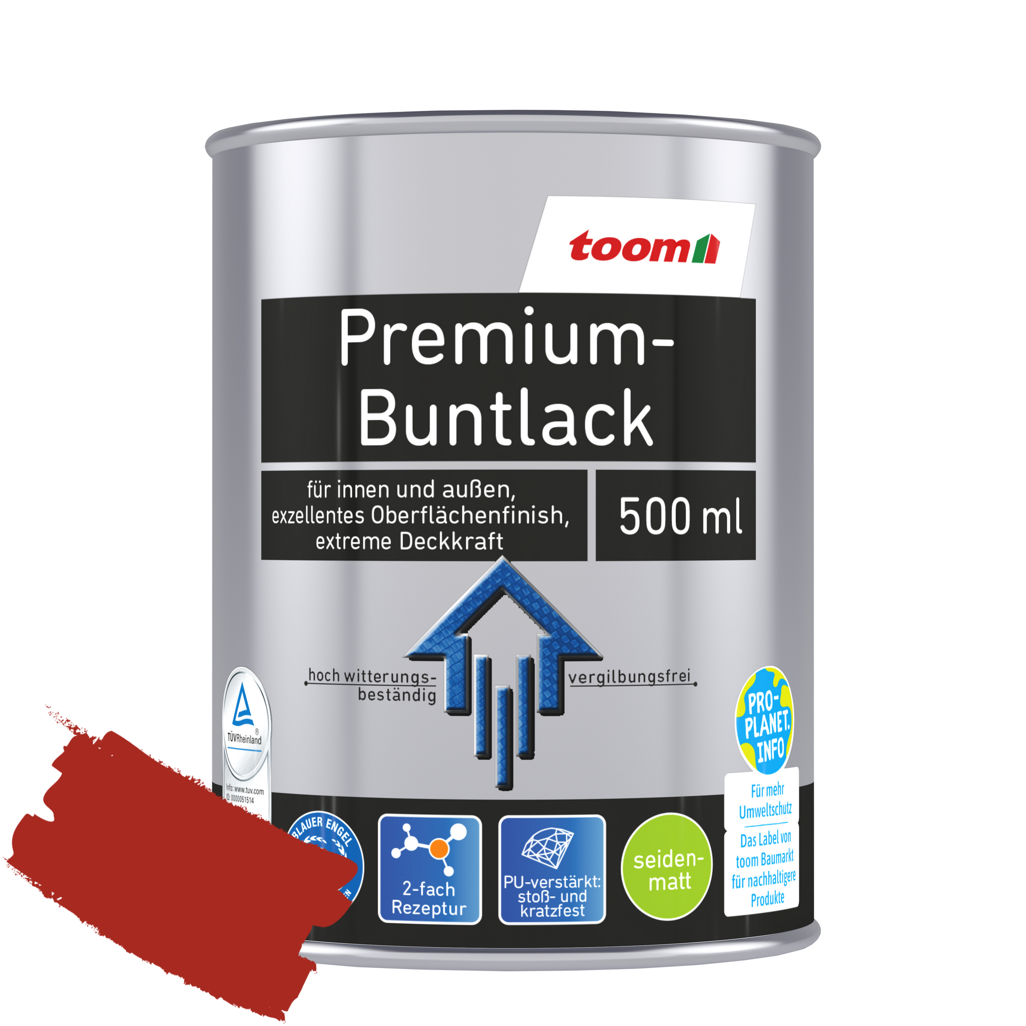 Premium-Buntlack feuerrot seidenmatt 500 ml + product picture