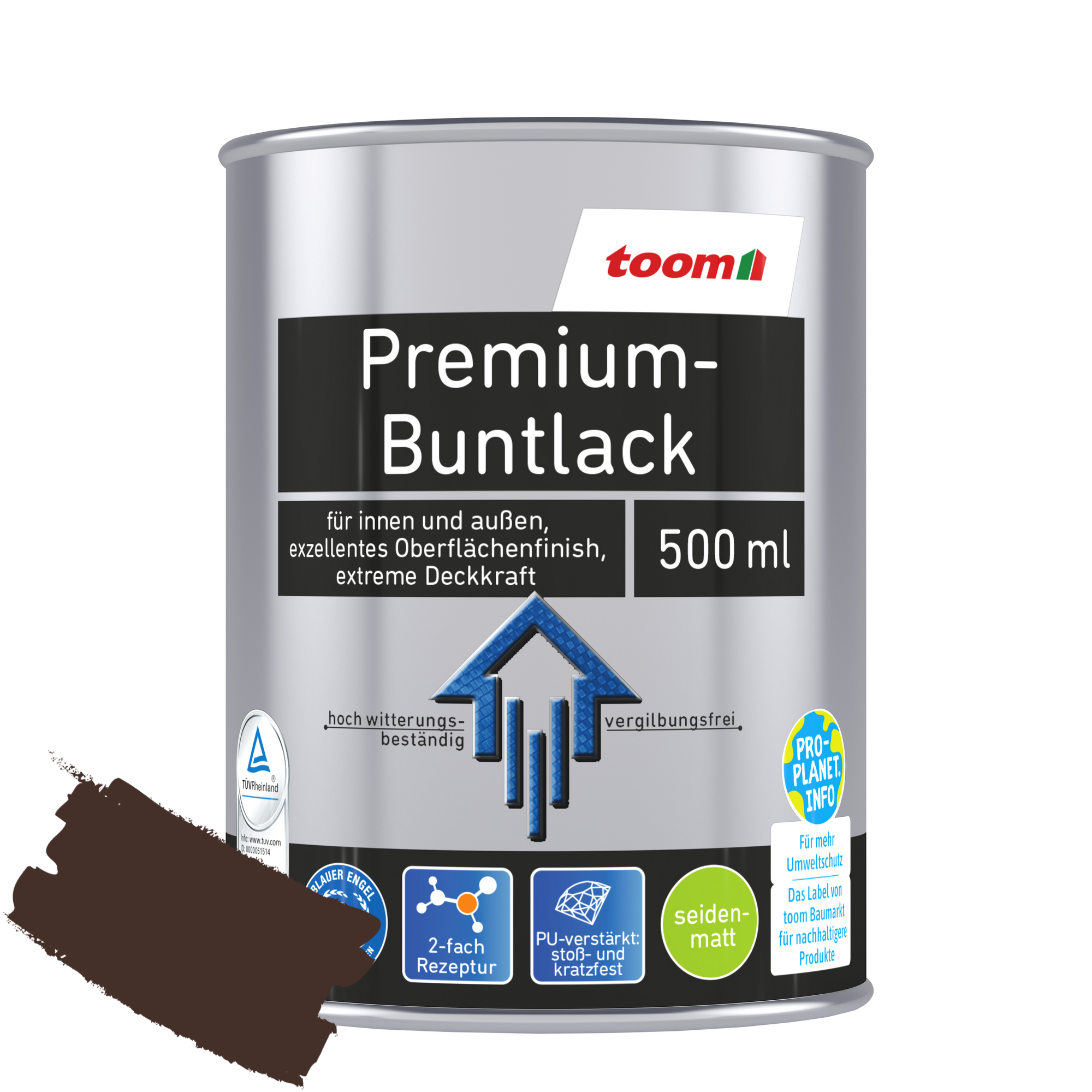 Premium-Buntlack schokobraun seidenmatt 500 ml + product picture