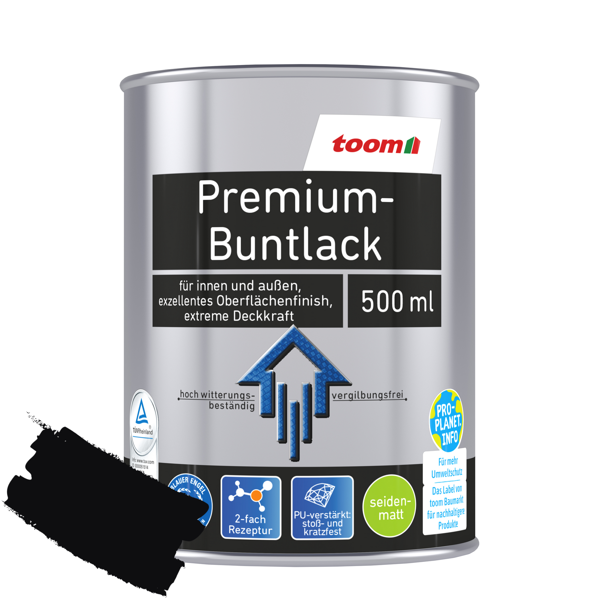 Premium-Buntlack tiefschwarz seidenmatt 500 ml + product picture