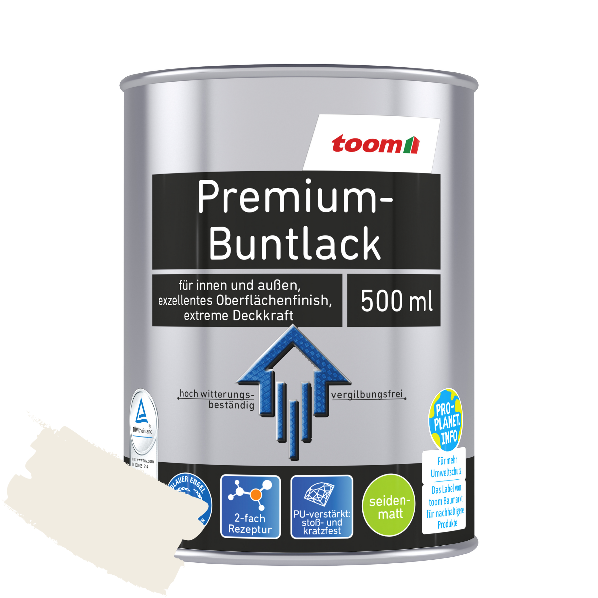 Premium-Buntlack 'Bergkristall' cremeweiß seidenmatt 500 ml + product picture