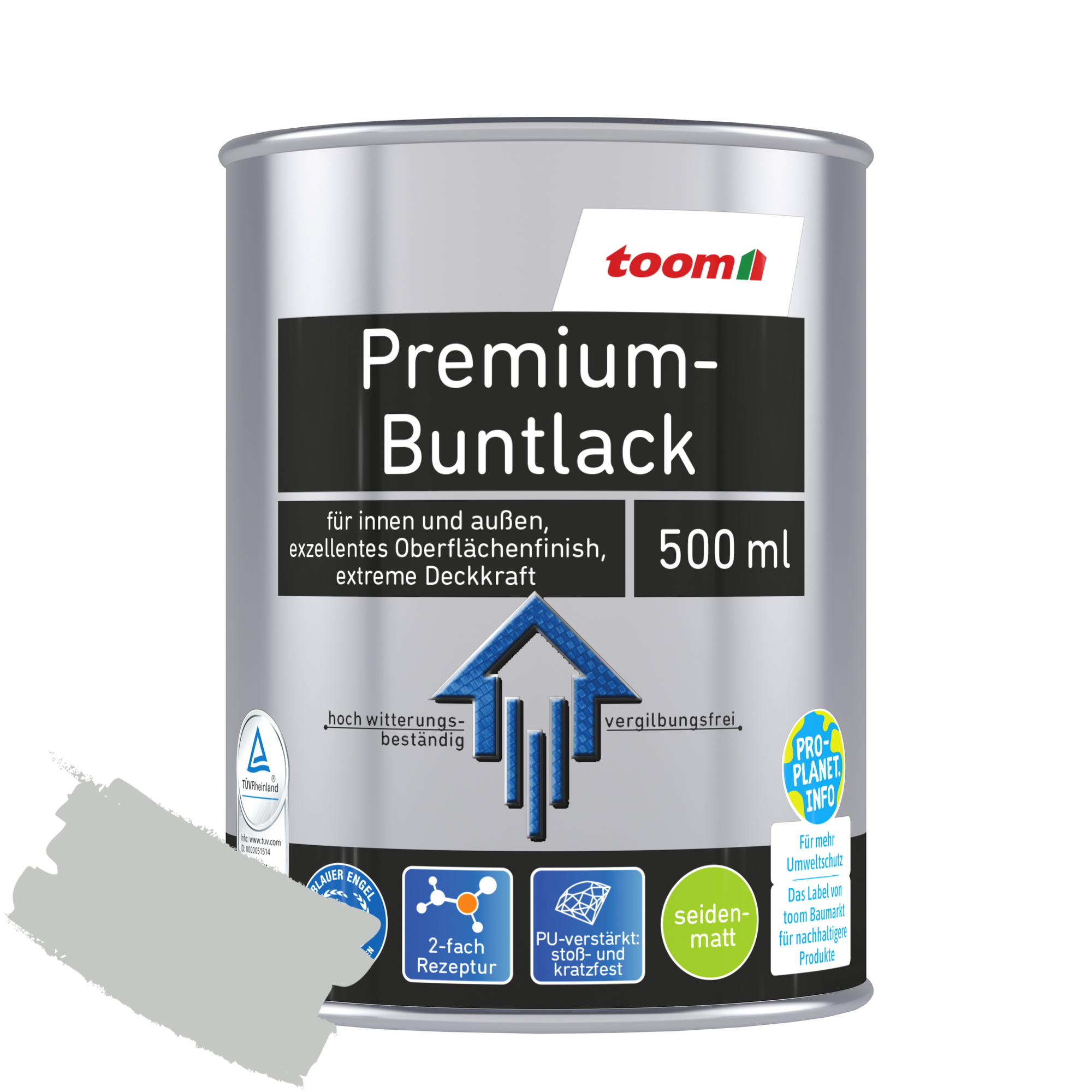 Premium-Buntlack lichtgrau seidenmatt 500 ml + product picture