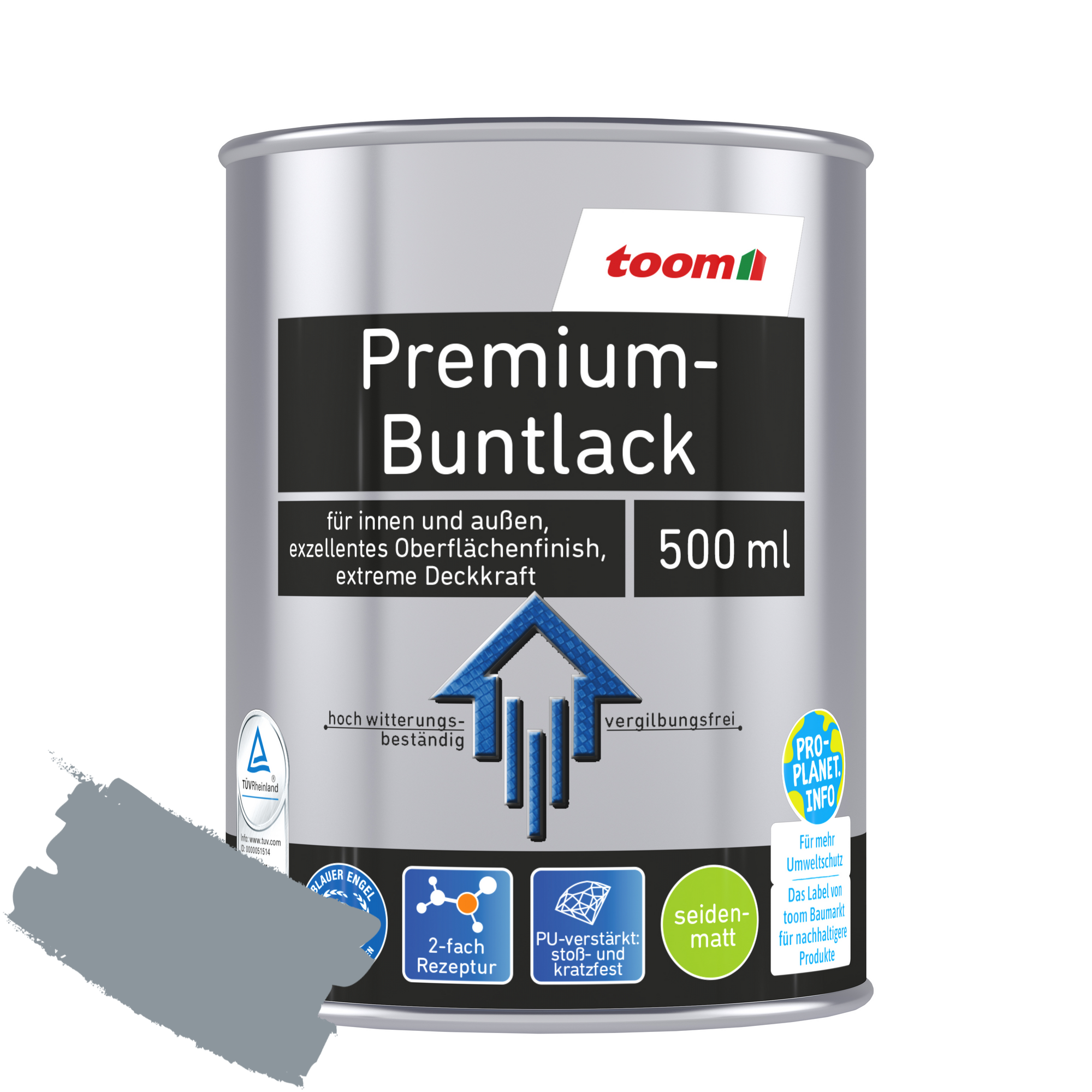 Premium-Buntlack silbergrau seidenmatt 500 ml + product picture
