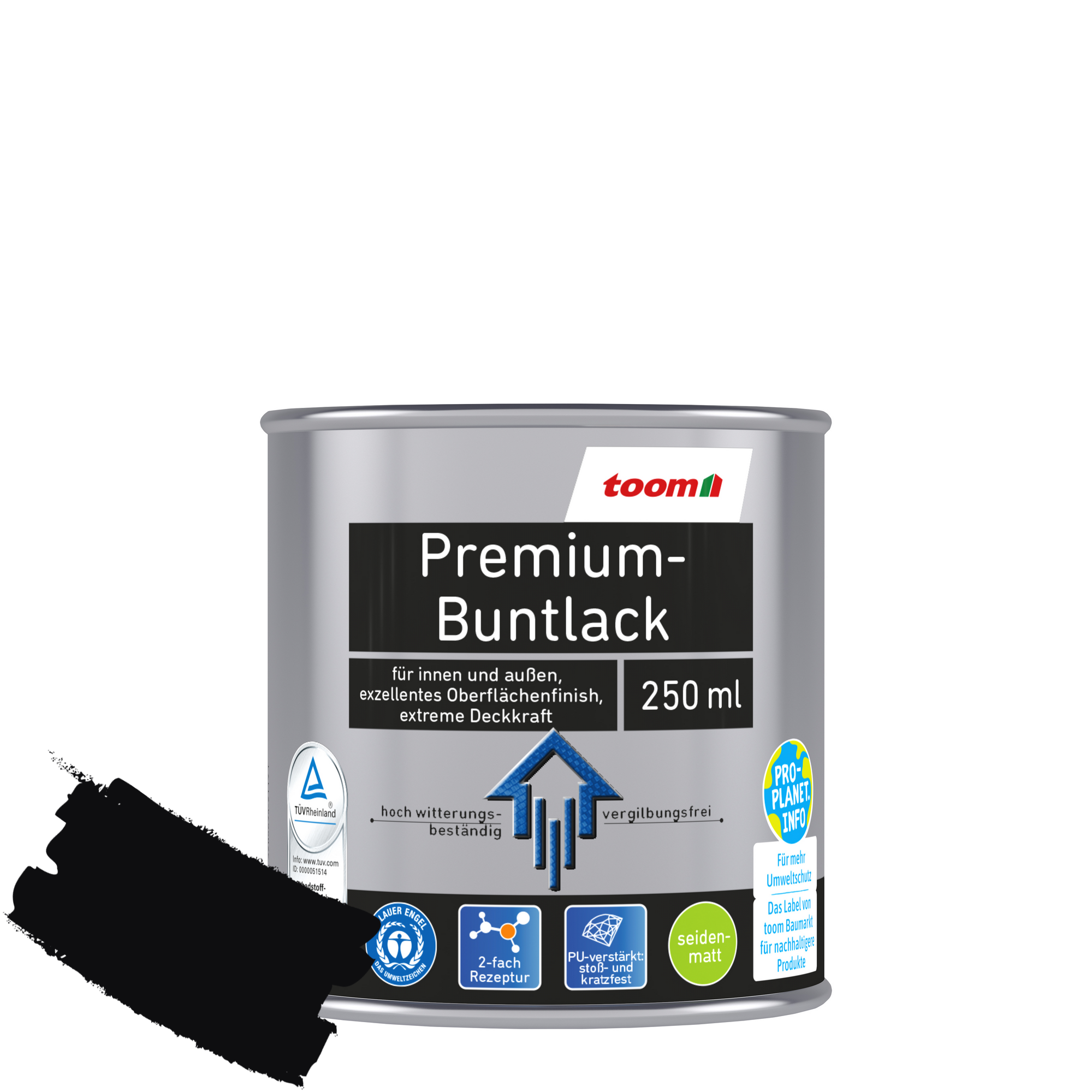 Premium-Buntlack tiefschwarz seidenmatt 250 ml + product picture