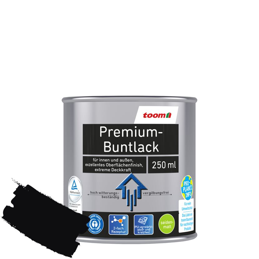 Premium-Buntlack tiefschwarz seidenmatt 250 ml