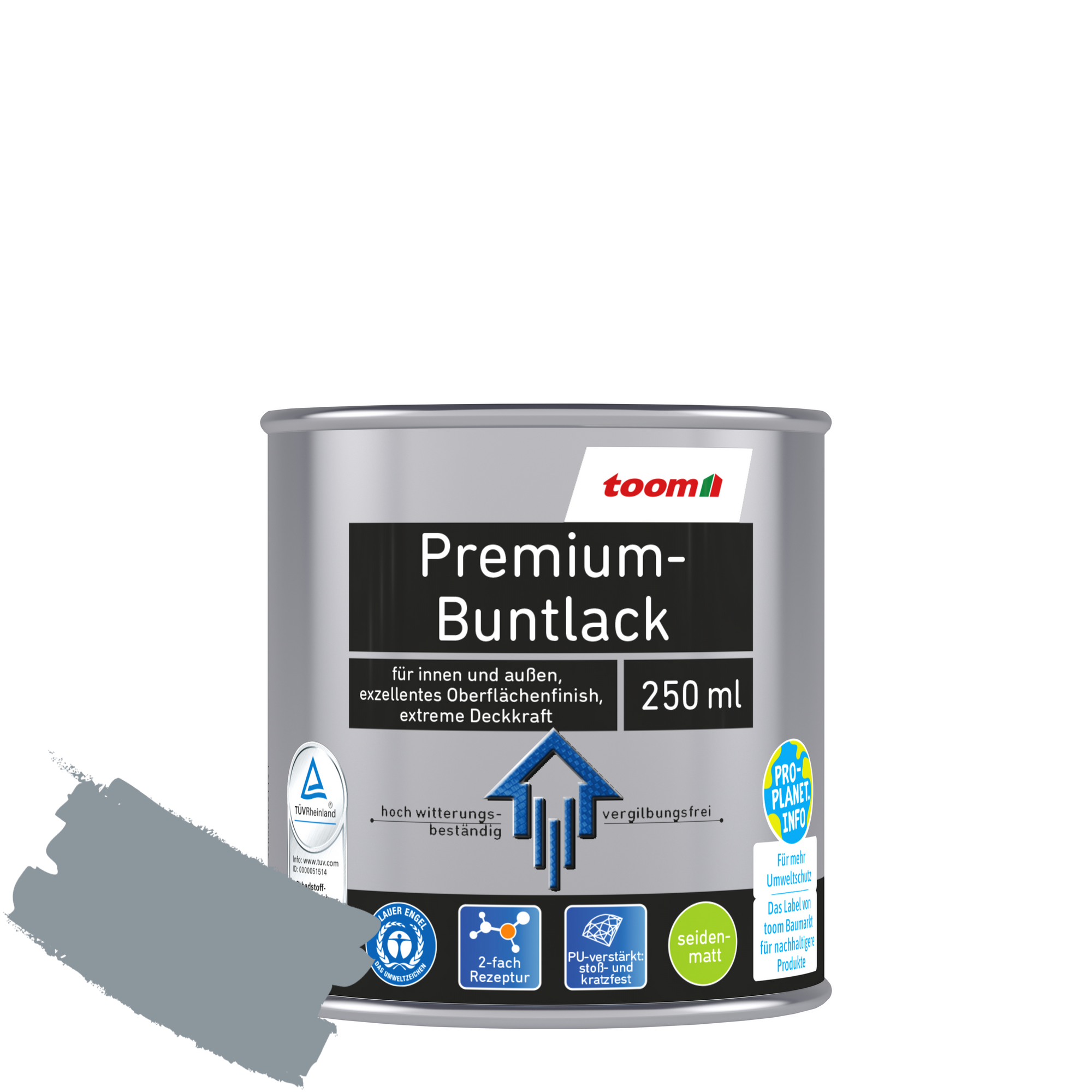 Premium-Buntlack silbergrau seidenmatt 250 ml + product picture