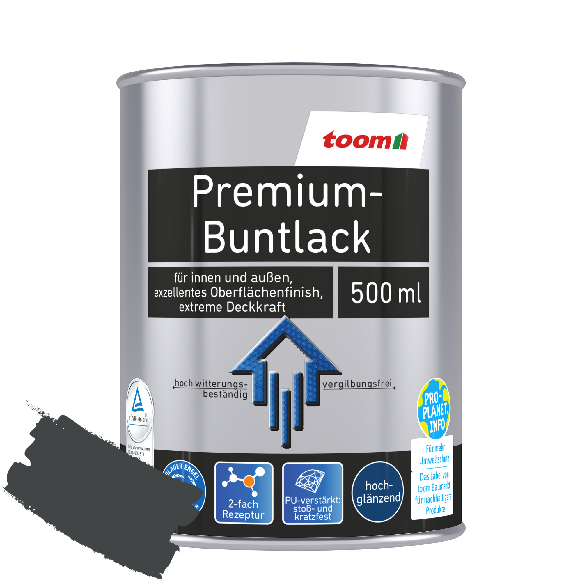 Premium-Buntlack grau glänzend 500 ml + product picture