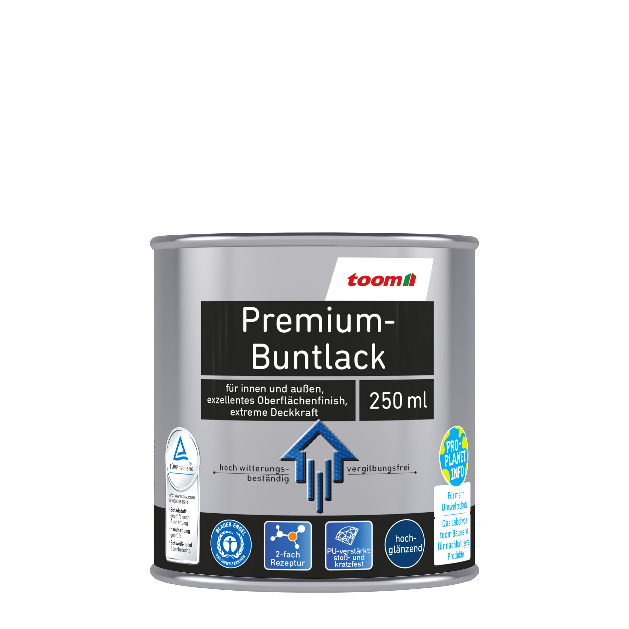 toom Premium-Buntlack silberfarben glänzend 250 ml